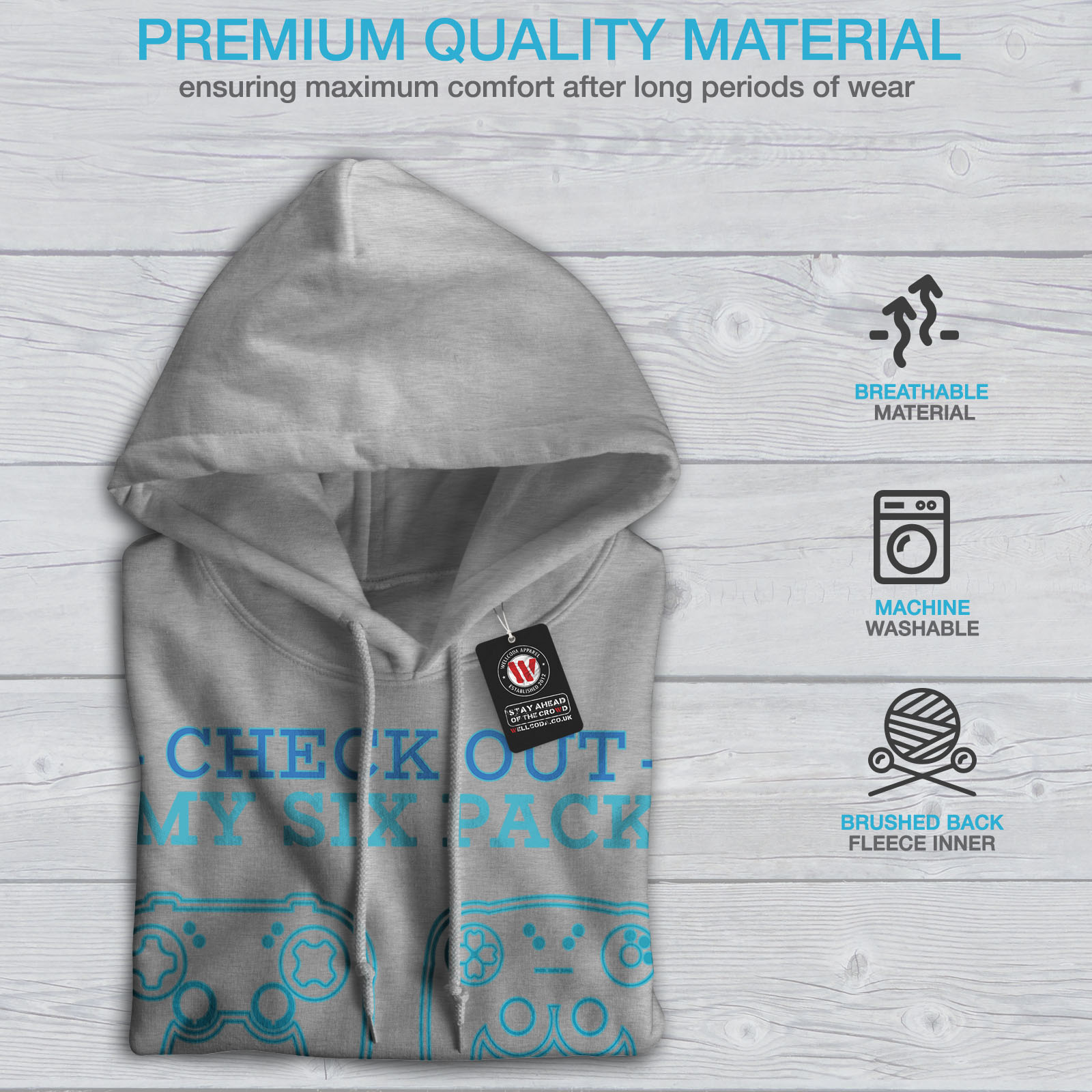 Wellcoda Check Out My Six Pack Video Game Herren Hoodie - Bild 9 von 14