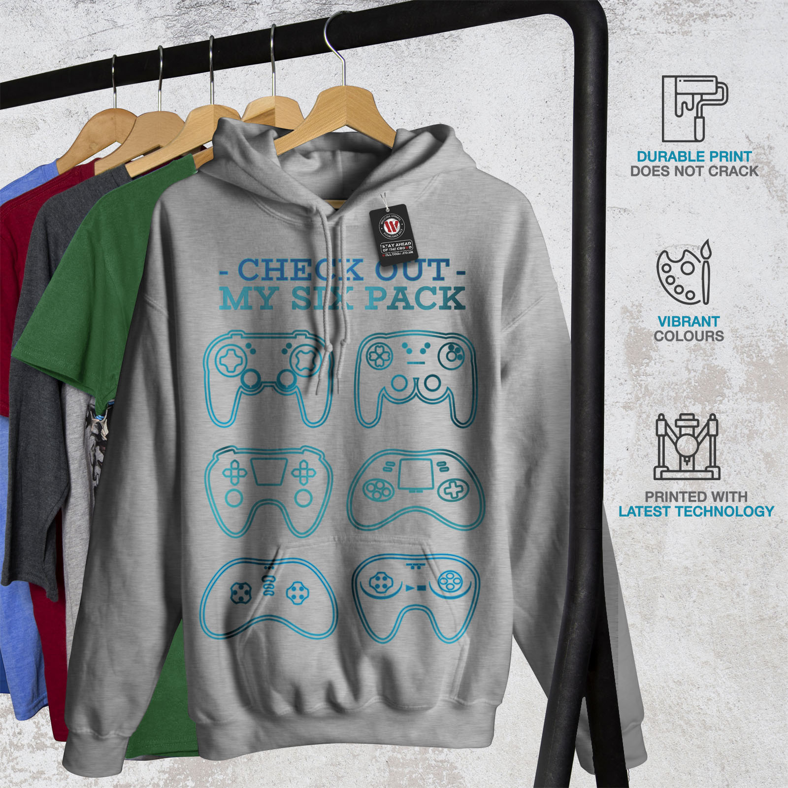 Wellcoda Check Out My Six Pack Video Game Herren Hoodie - Bild 8 von 14