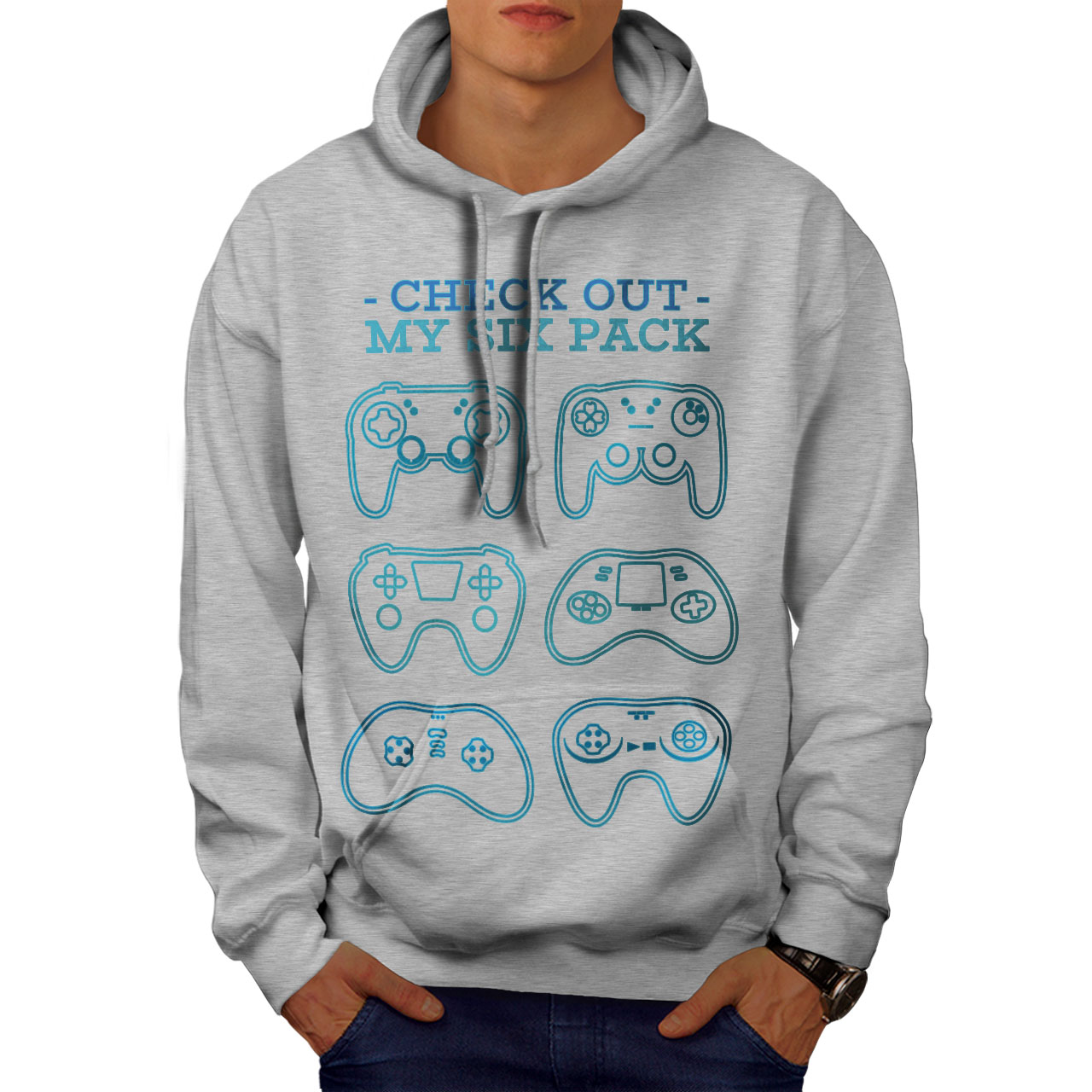 Wellcoda Check Out My Six Pack Video Game Herren Hoodie - Bild 7 von 14