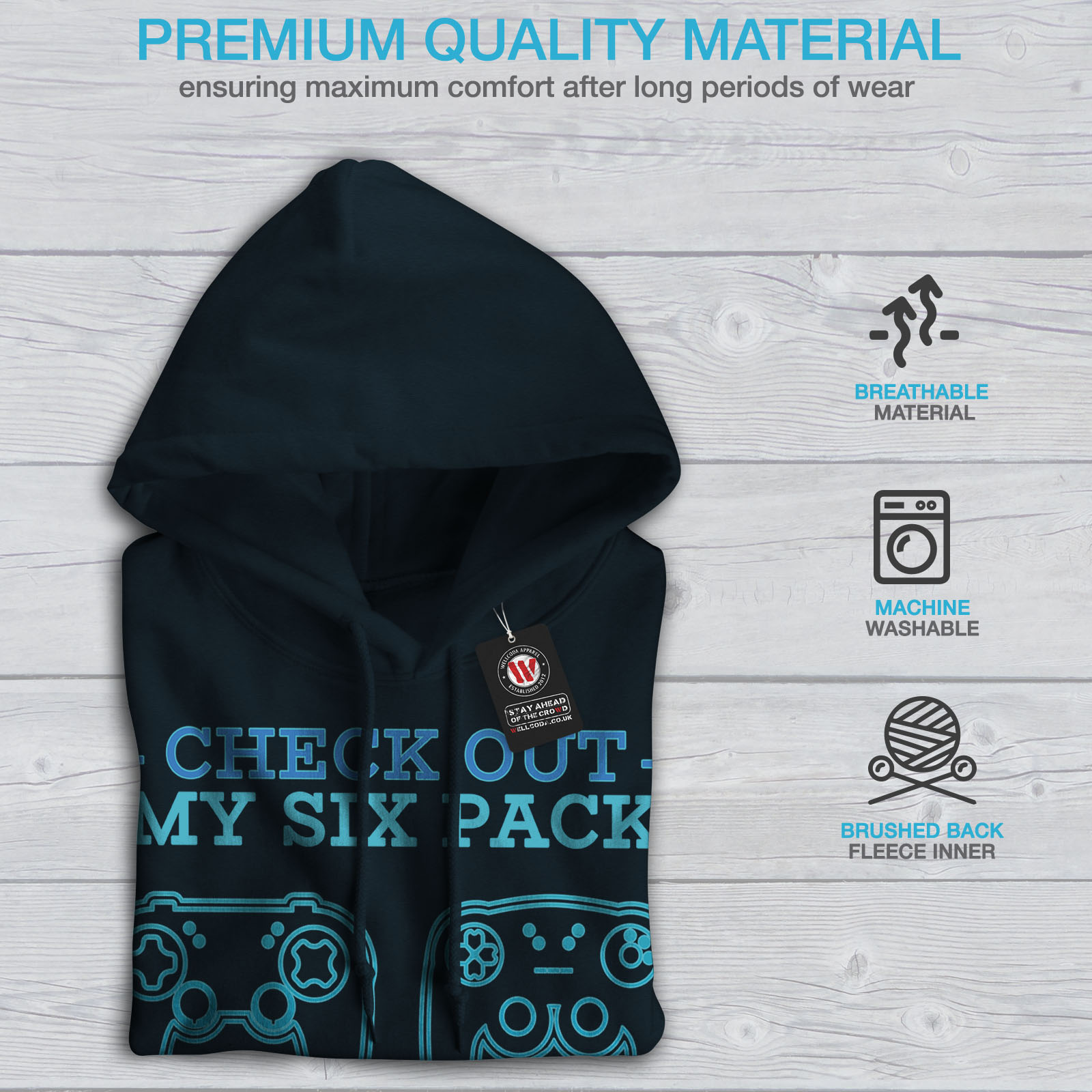 Wellcoda Check Out My Six Pack Video Game Herren Hoodie - Bild 13 von 14