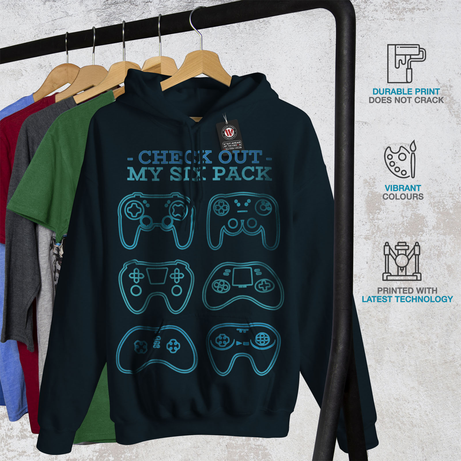 Wellcoda Check Out My Six Pack Video Game Herren Hoodie - Bild 12 von 14
