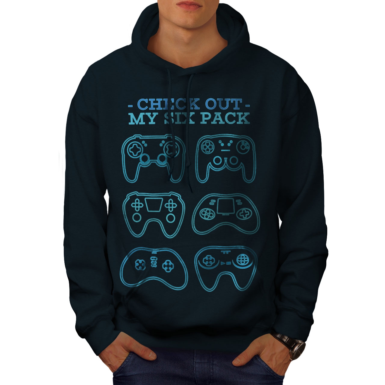 Wellcoda Check Out My Six Pack Video Game Herren Hoodie - Bild 11 von 14