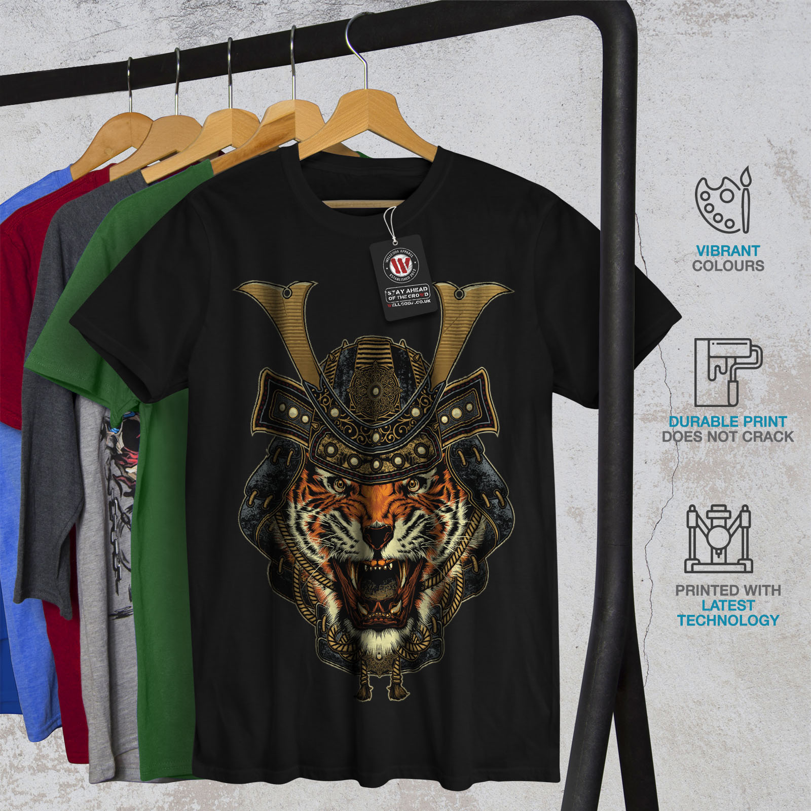 Wellcoda Warrior Tiger Cool Animal Mens T-shirt