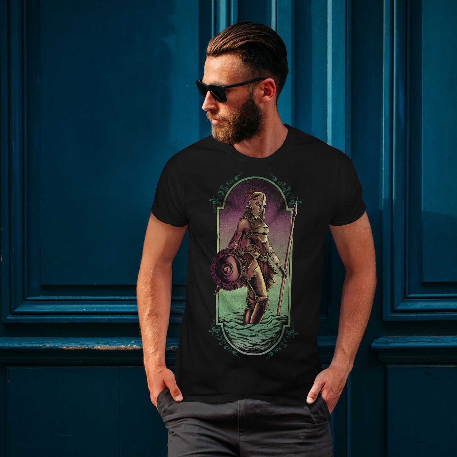 Wellcoda Warrior Woman Art Fashion Mens T-shirt