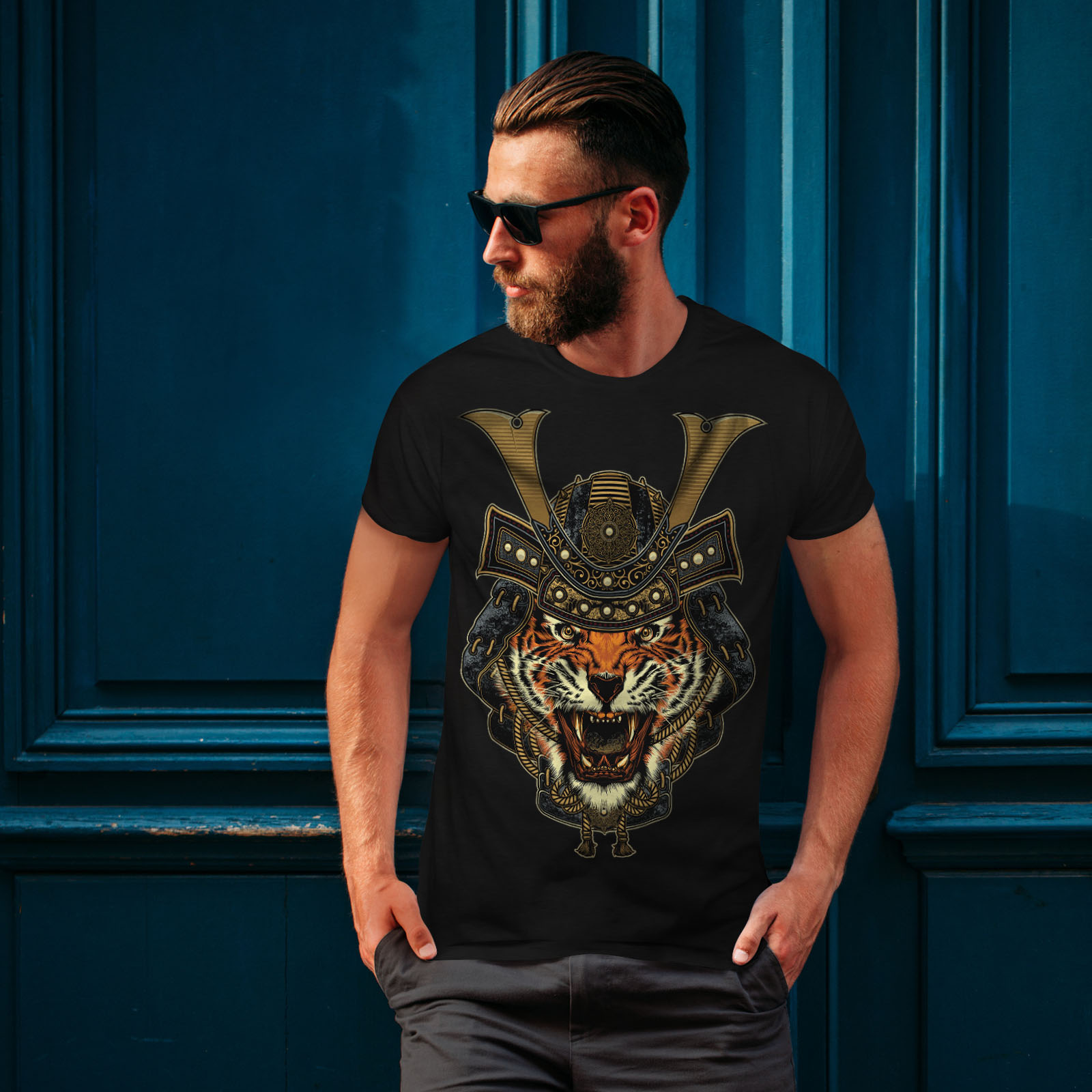 Wellcoda Warrior Tiger Cool Animal Mens T-shirt