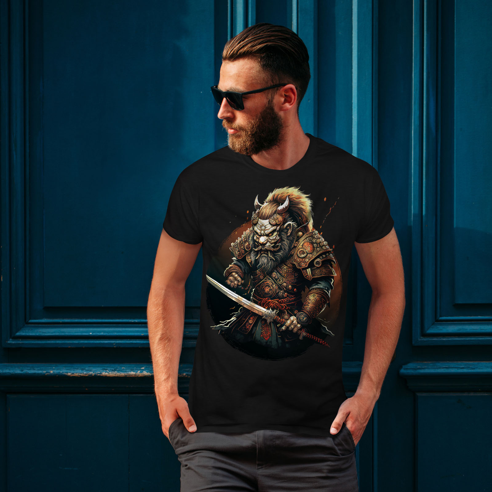 Wellcoda Warrior Hero Fighter Wolf Mens T-shirt