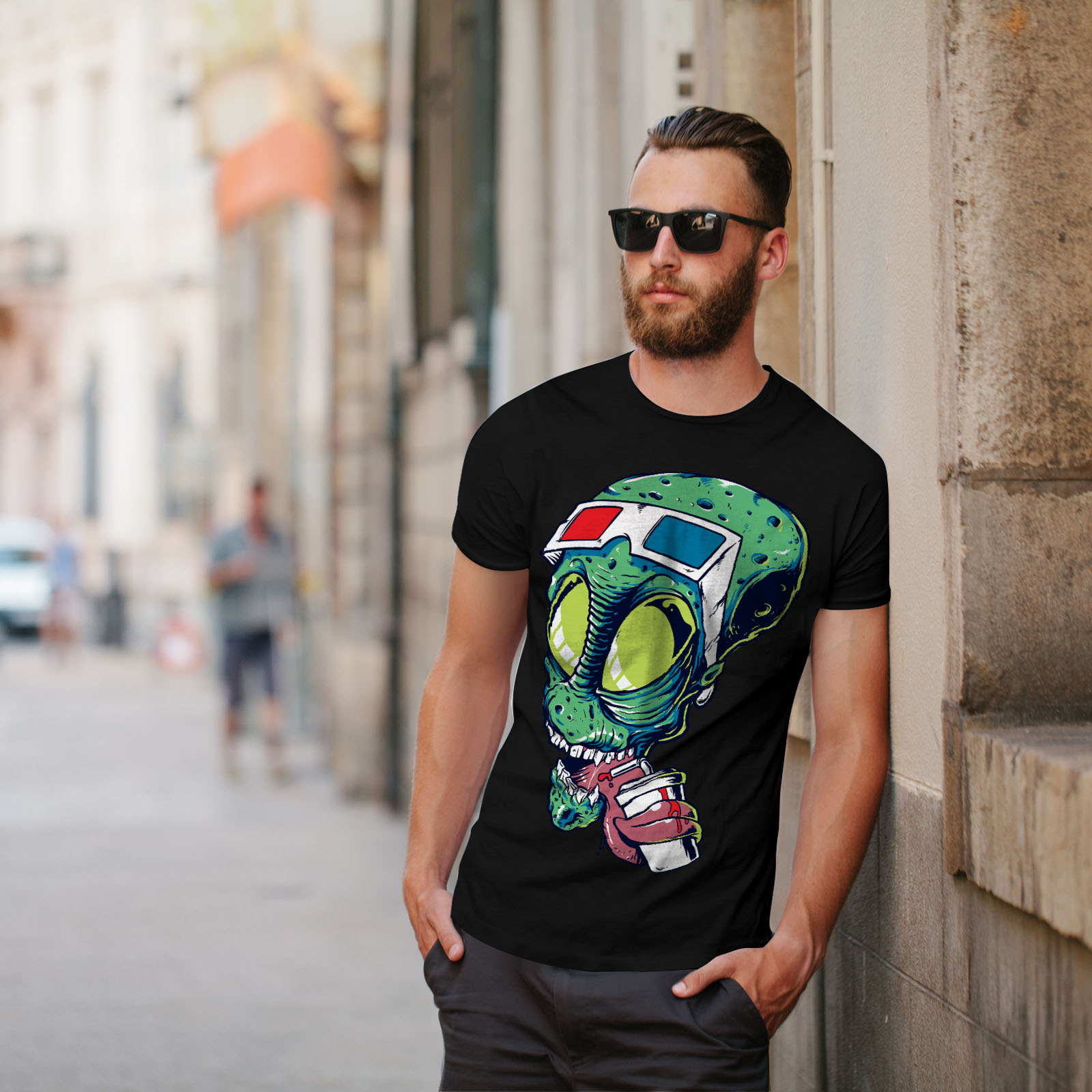 Wellcoda Skull 3D Glasses Movie Mens T-shirt