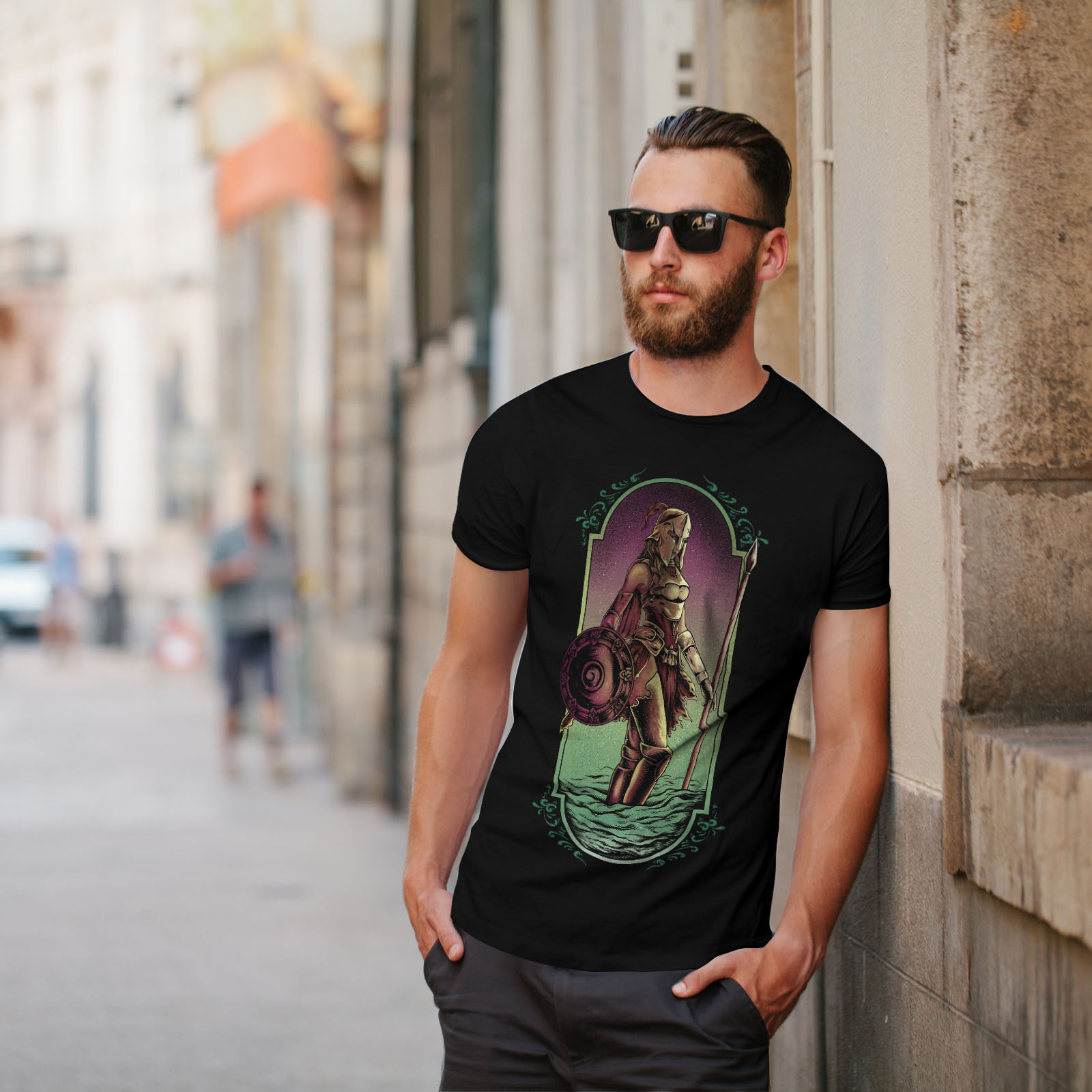 Wellcoda Warrior Woman Art Fashion Mens T-shirt