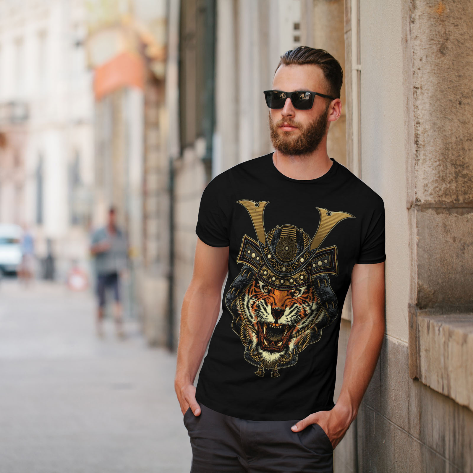 Wellcoda Warrior Tiger Cool Animal Mens T-shirt