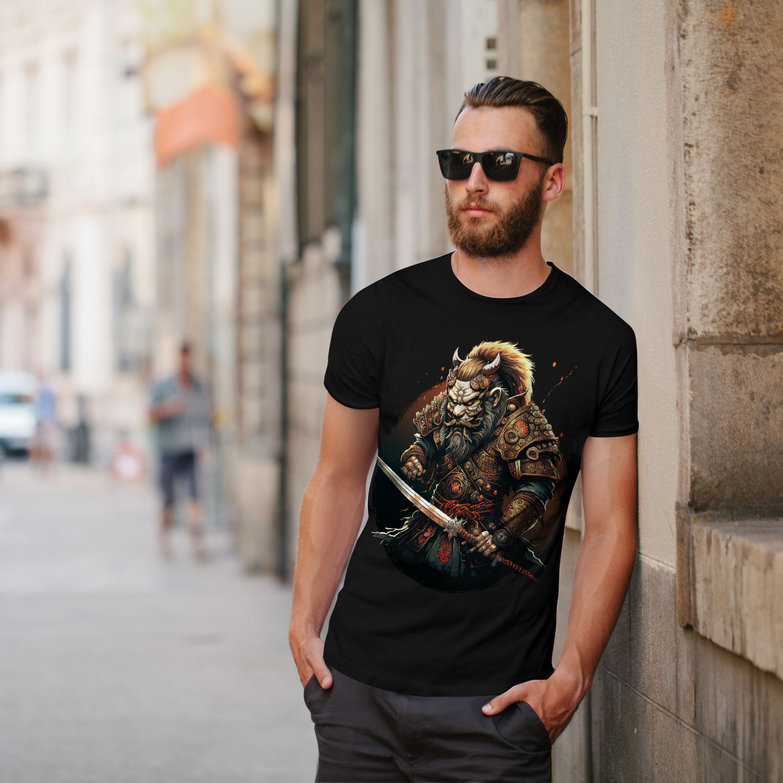 Wellcoda Warrior Hero Fighter Wolf Mens T-shirt