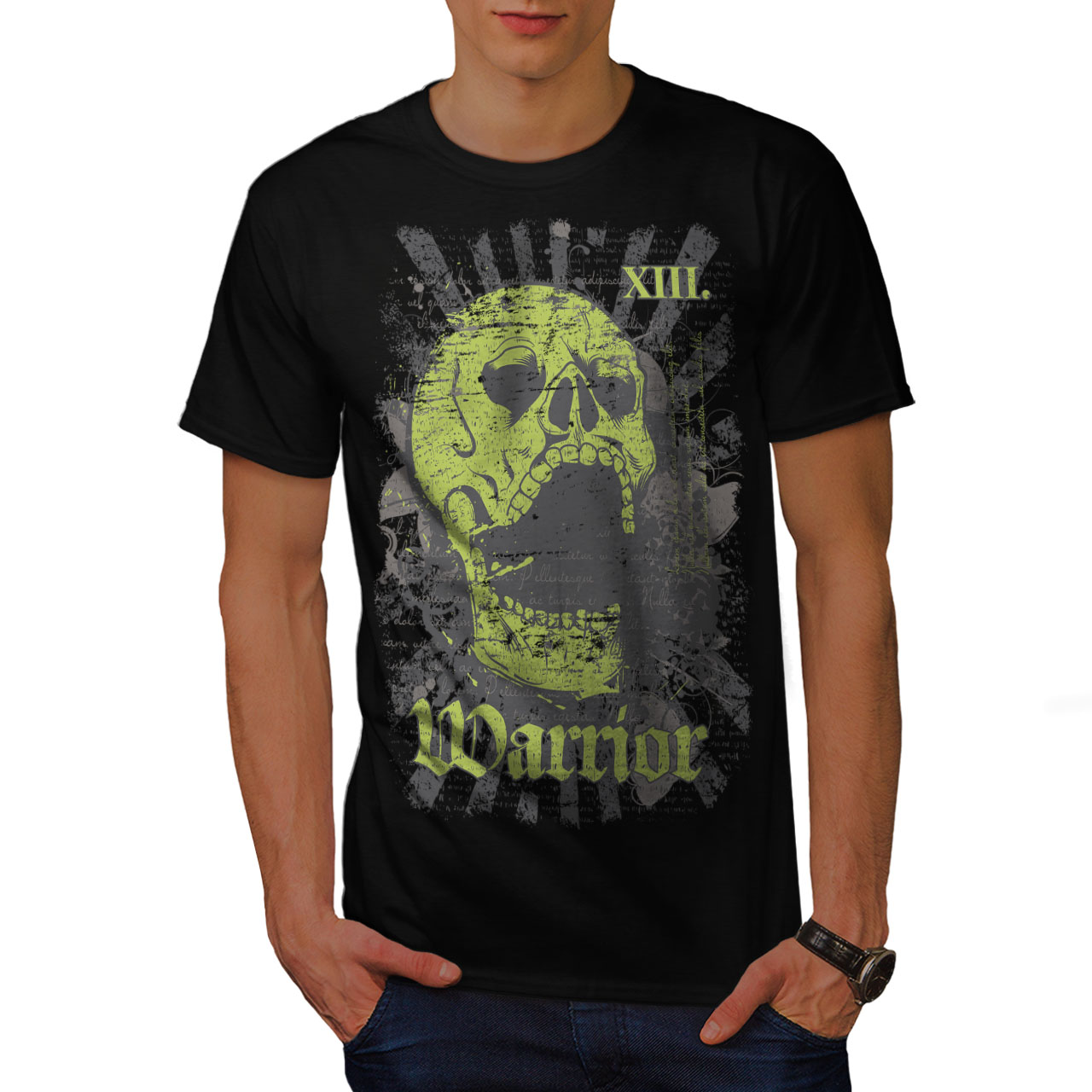 Wellcoda Warrior Dead Death Death Mens T-shirt