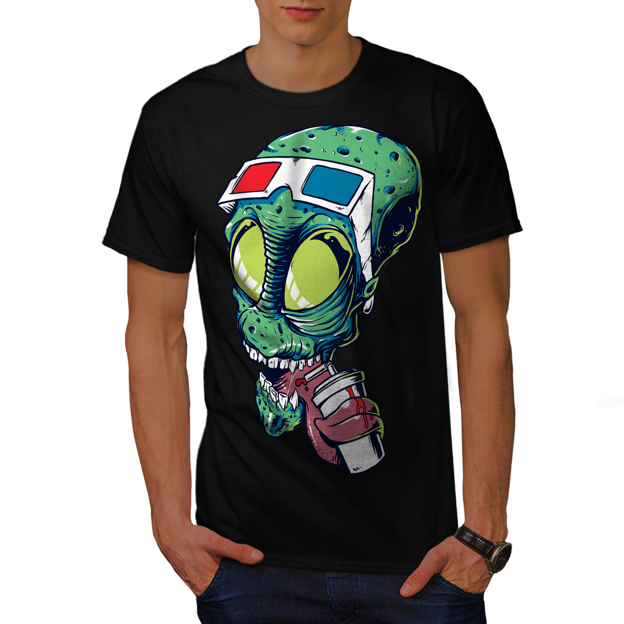 Wellcoda Skull 3D Glasses Movie Mens T-shirt