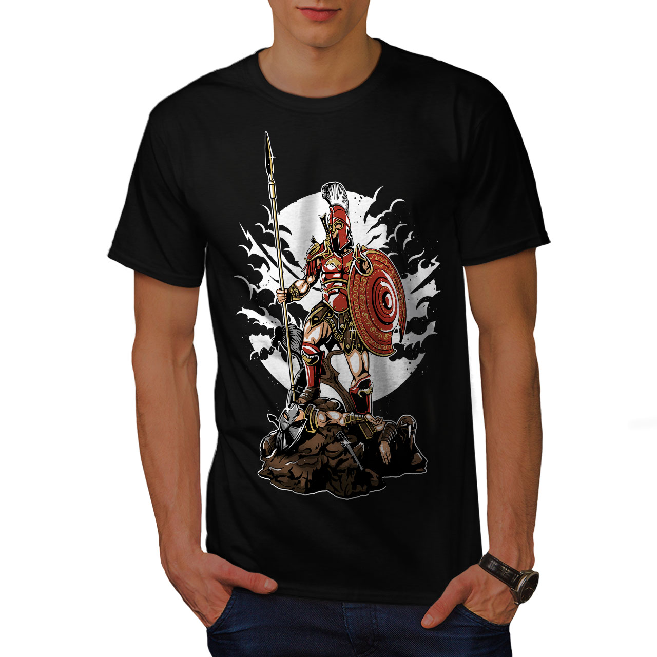 Wellcoda Sparta Warrior Fantasy Mens T-shirt