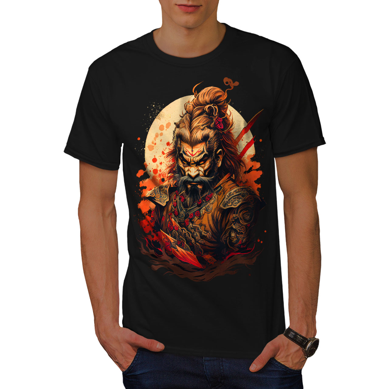 Wellcoda Angry Warrior Fierce Man Mens T-shirt