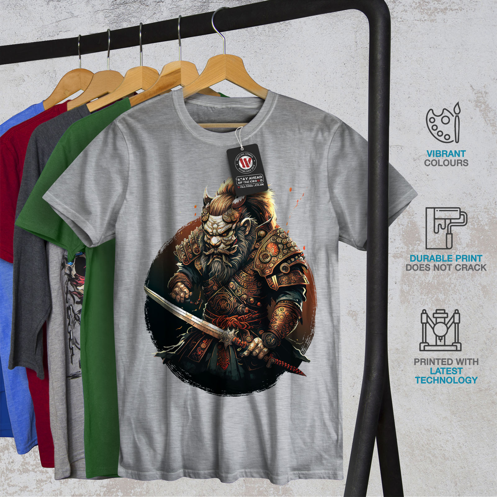 Wellcoda Warrior Hero Fighter Wolf Mens T-shirt