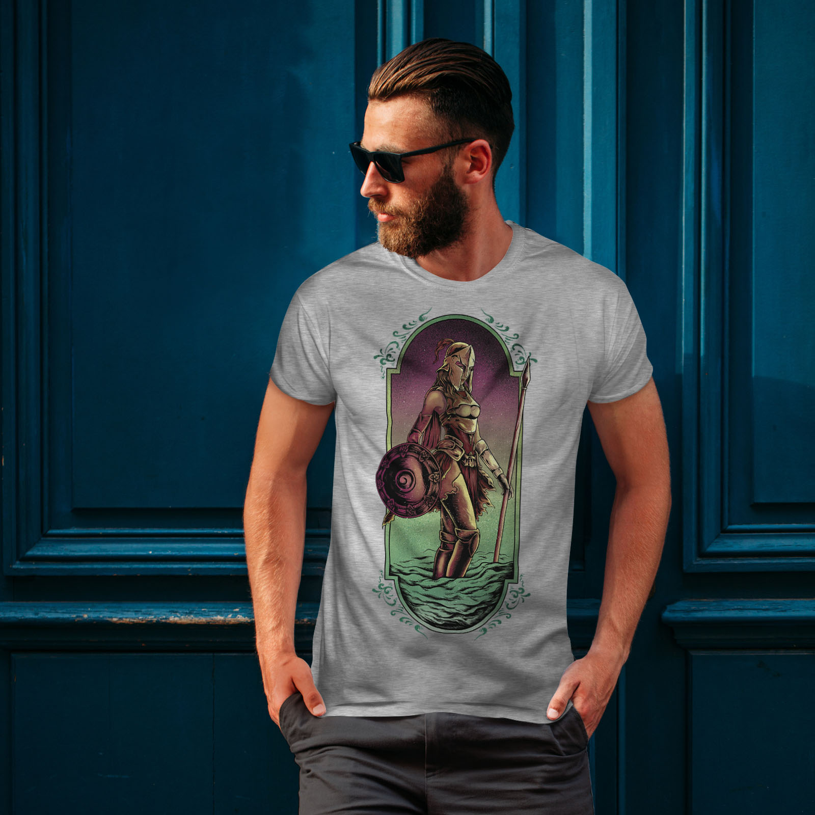 Wellcoda Warrior Woman Art Fashion Mens T-shirt