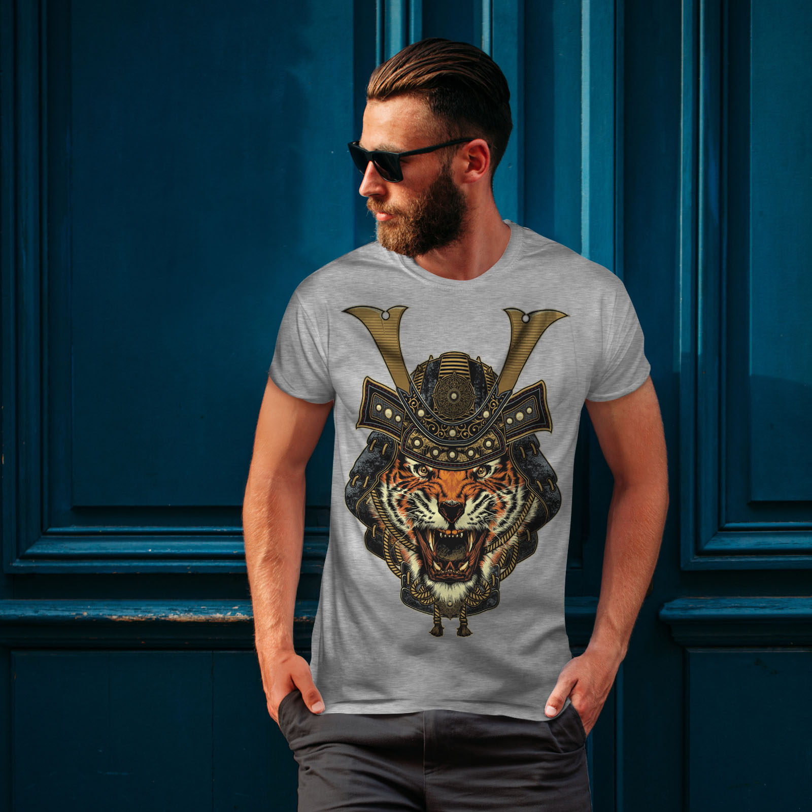 Wellcoda Warrior Tiger Cool Animal Mens T-shirt