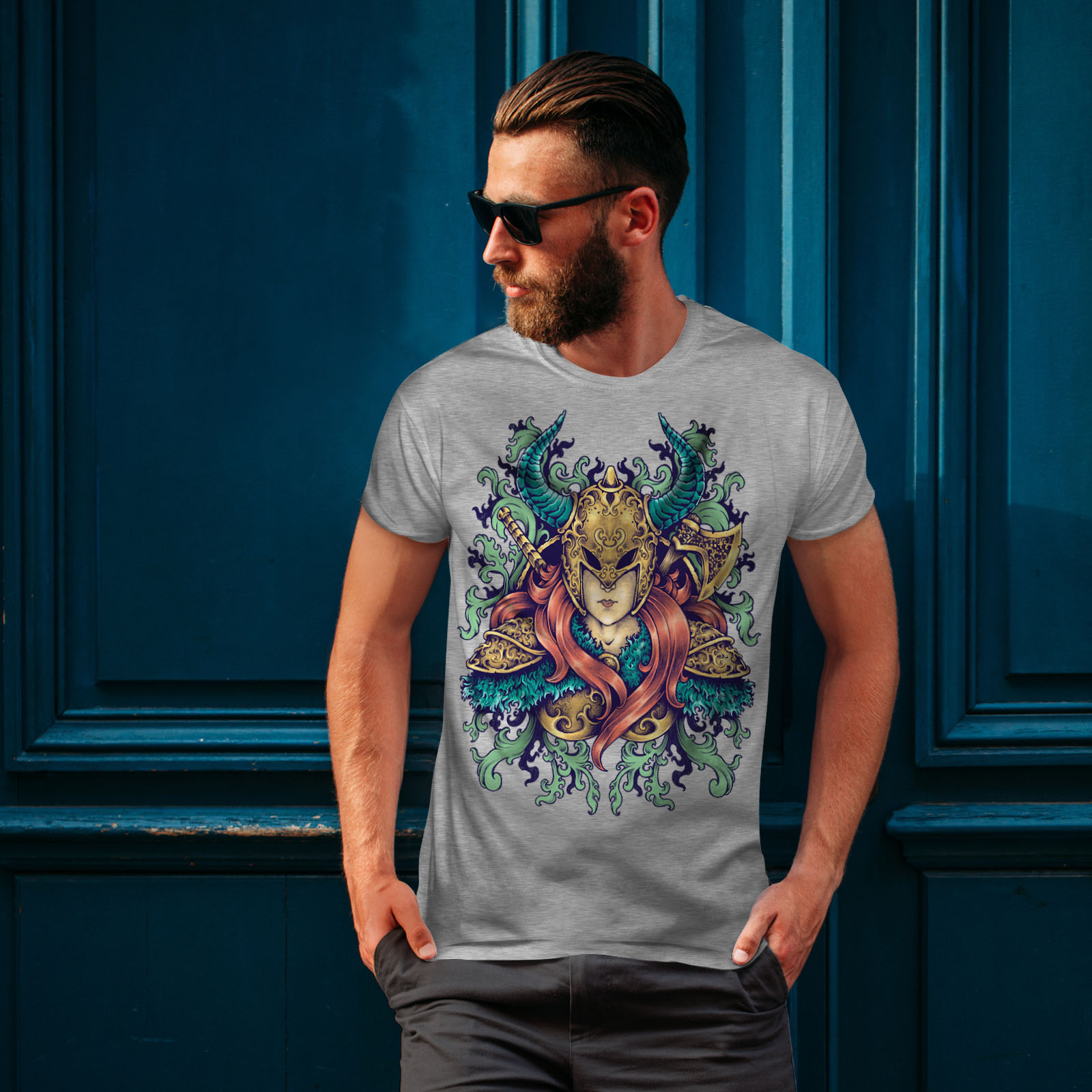 Wellcoda Woman Warrior Fantasy Mens T-shirt