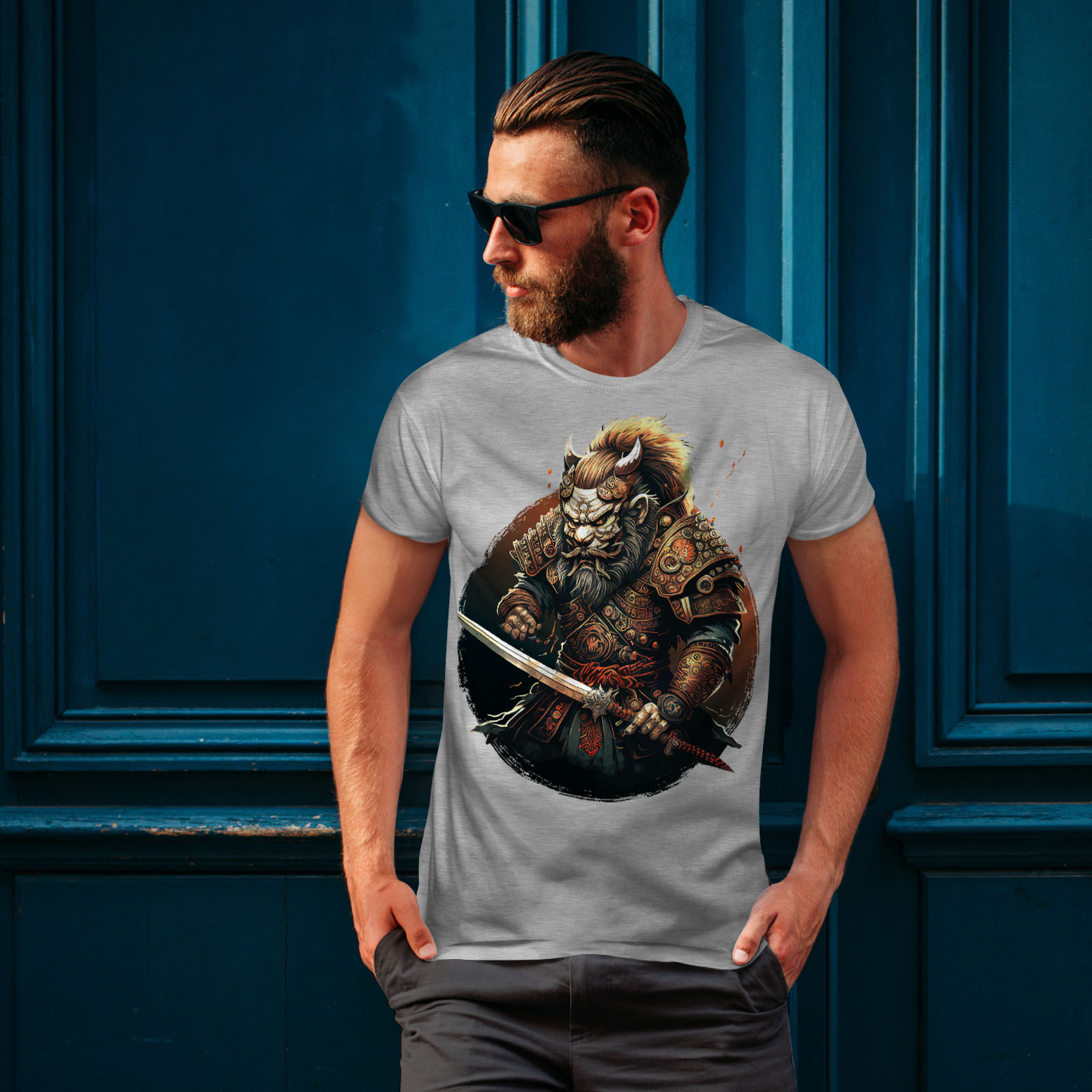 Wellcoda Warrior Hero Fighter Wolf Mens T-shirt