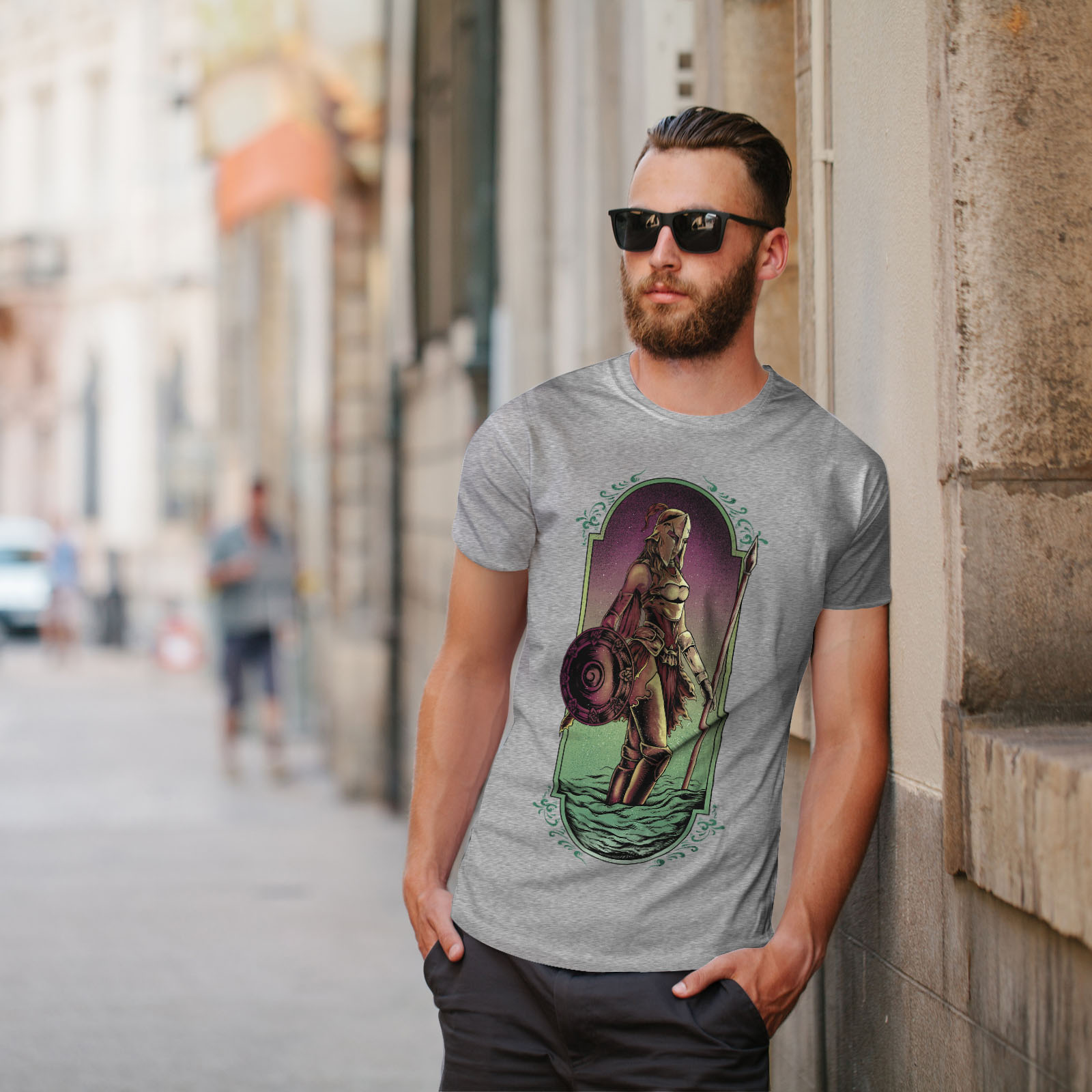 Wellcoda Warrior Woman Art Fashion Mens T-shirt