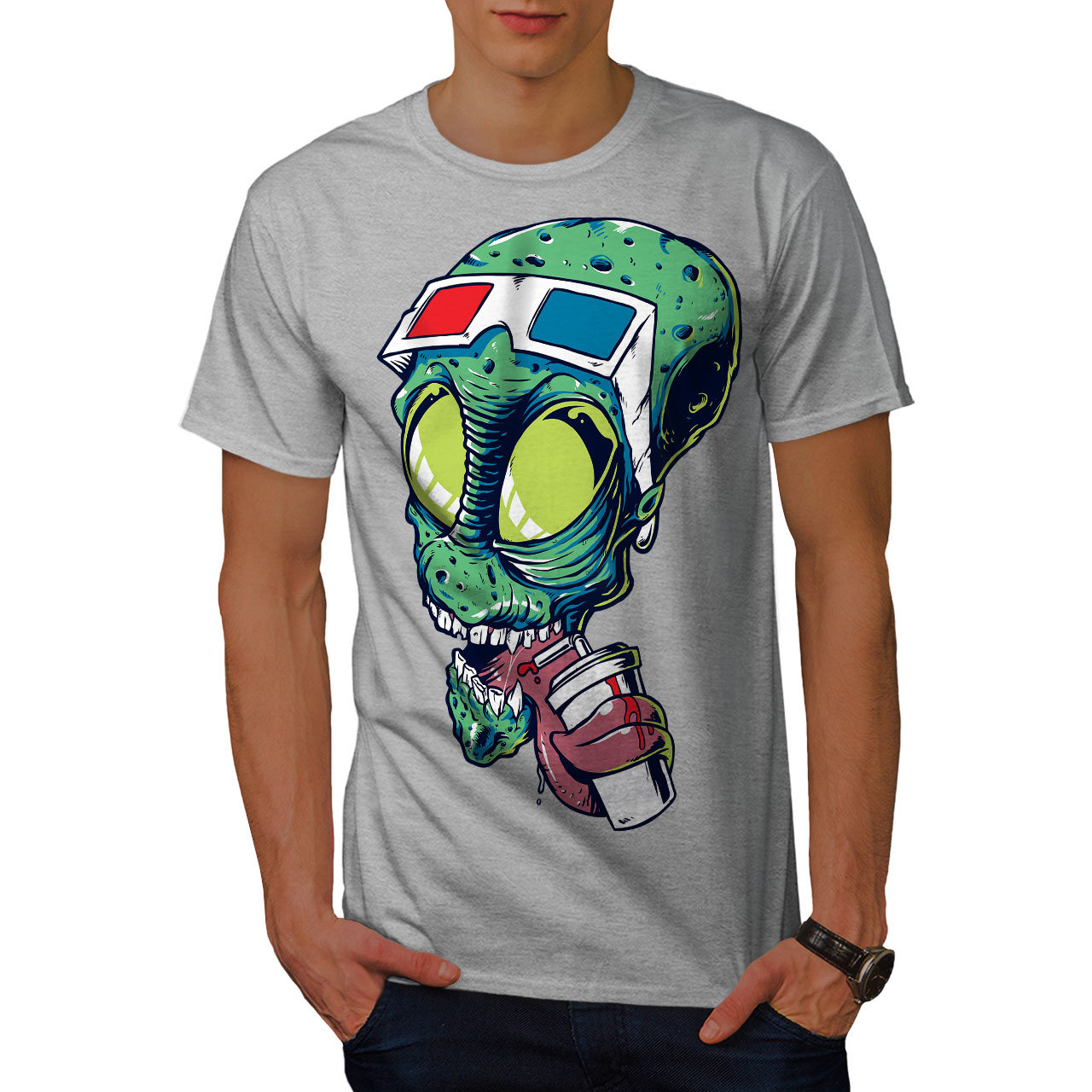 Wellcoda Skull 3D Glasses Movie Mens T-shirt