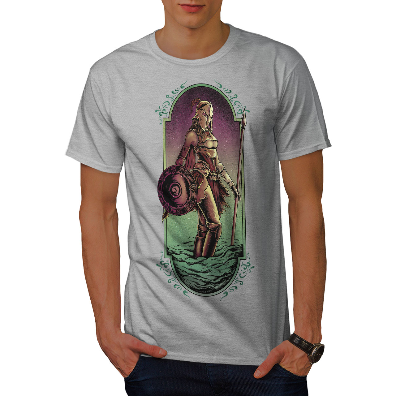 Wellcoda Warrior Woman Art Fashion Mens T-shirt