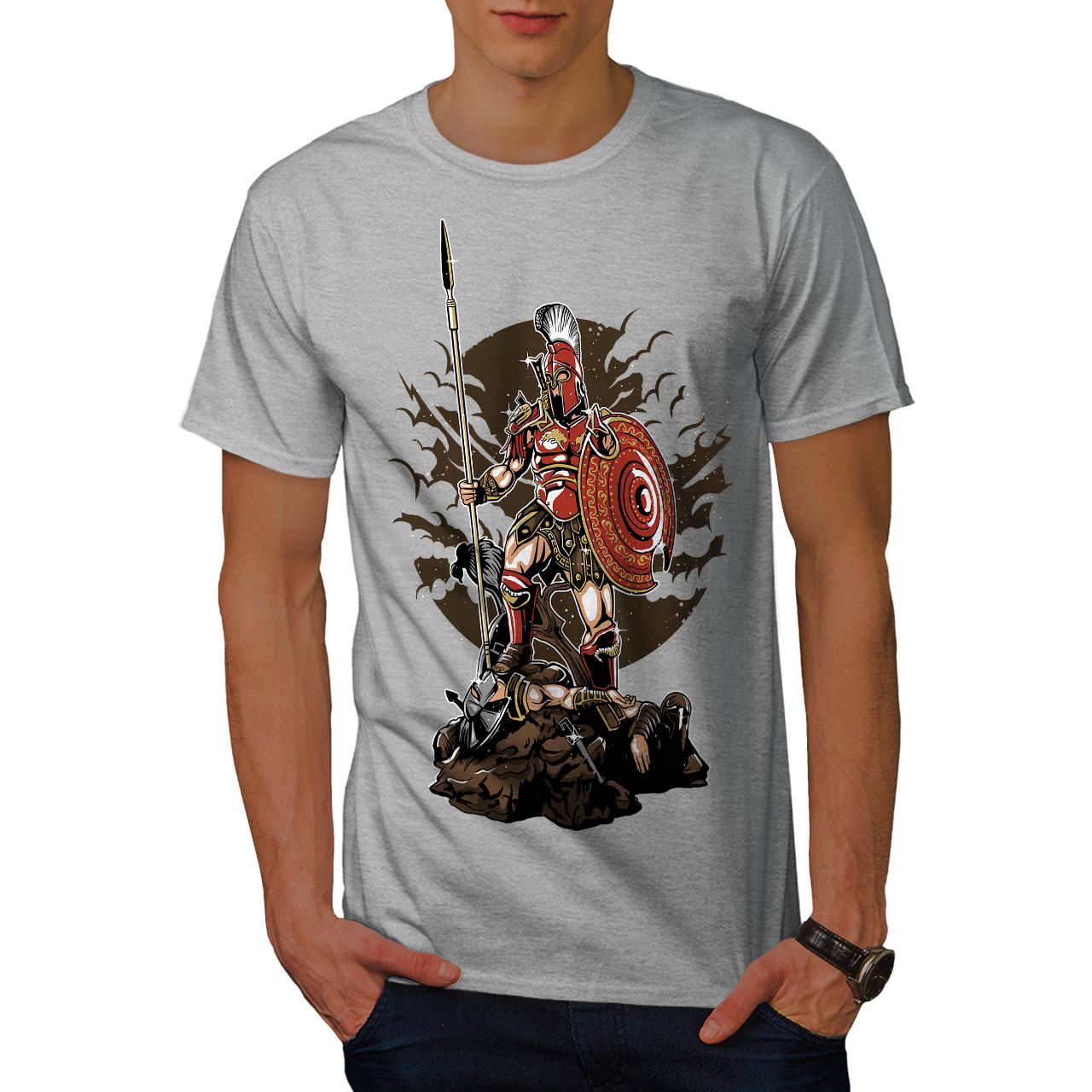 Wellcoda Sparta Warrior Fantasy Mens T-shirt