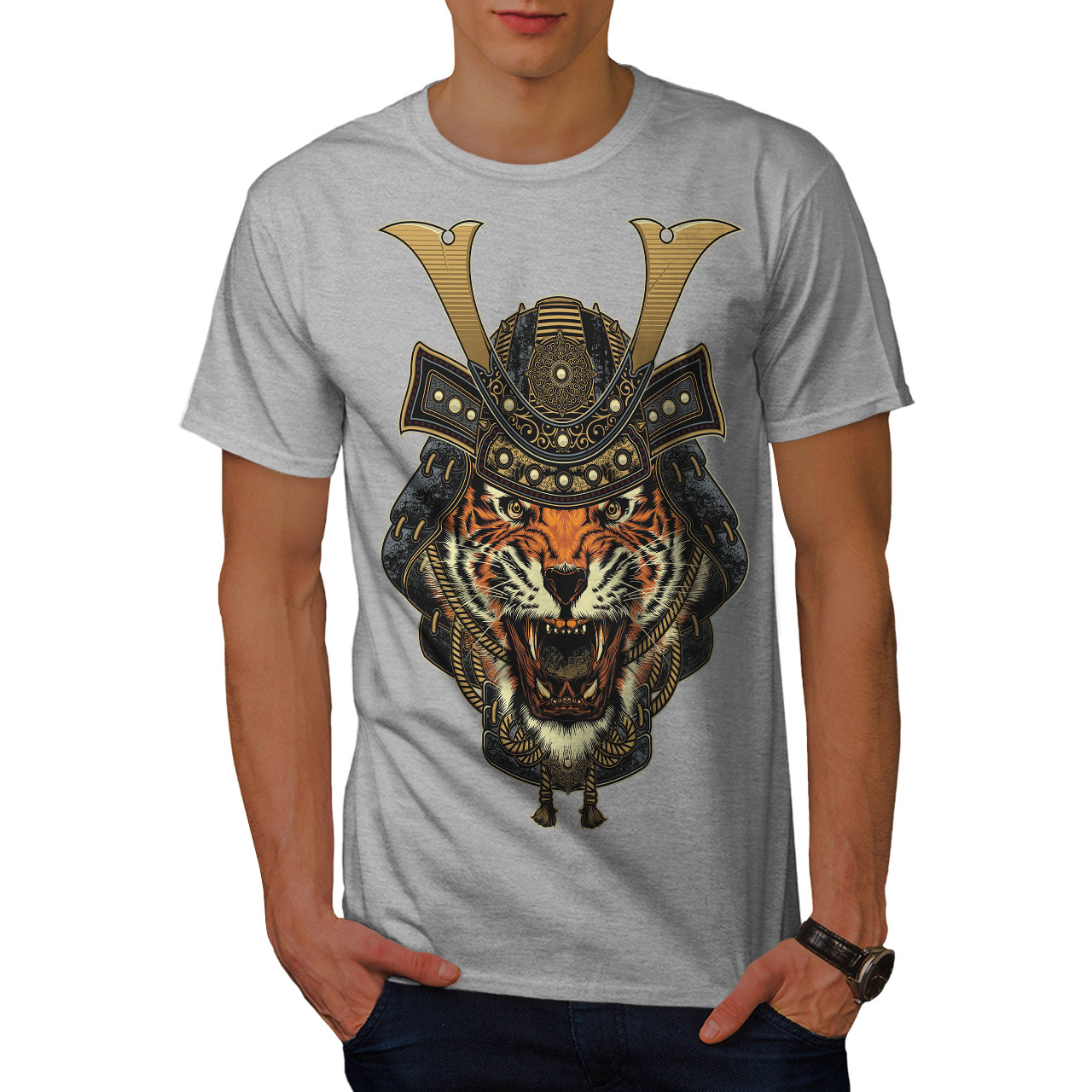 Wellcoda Warrior Tiger Cool Animal Mens T-shirt