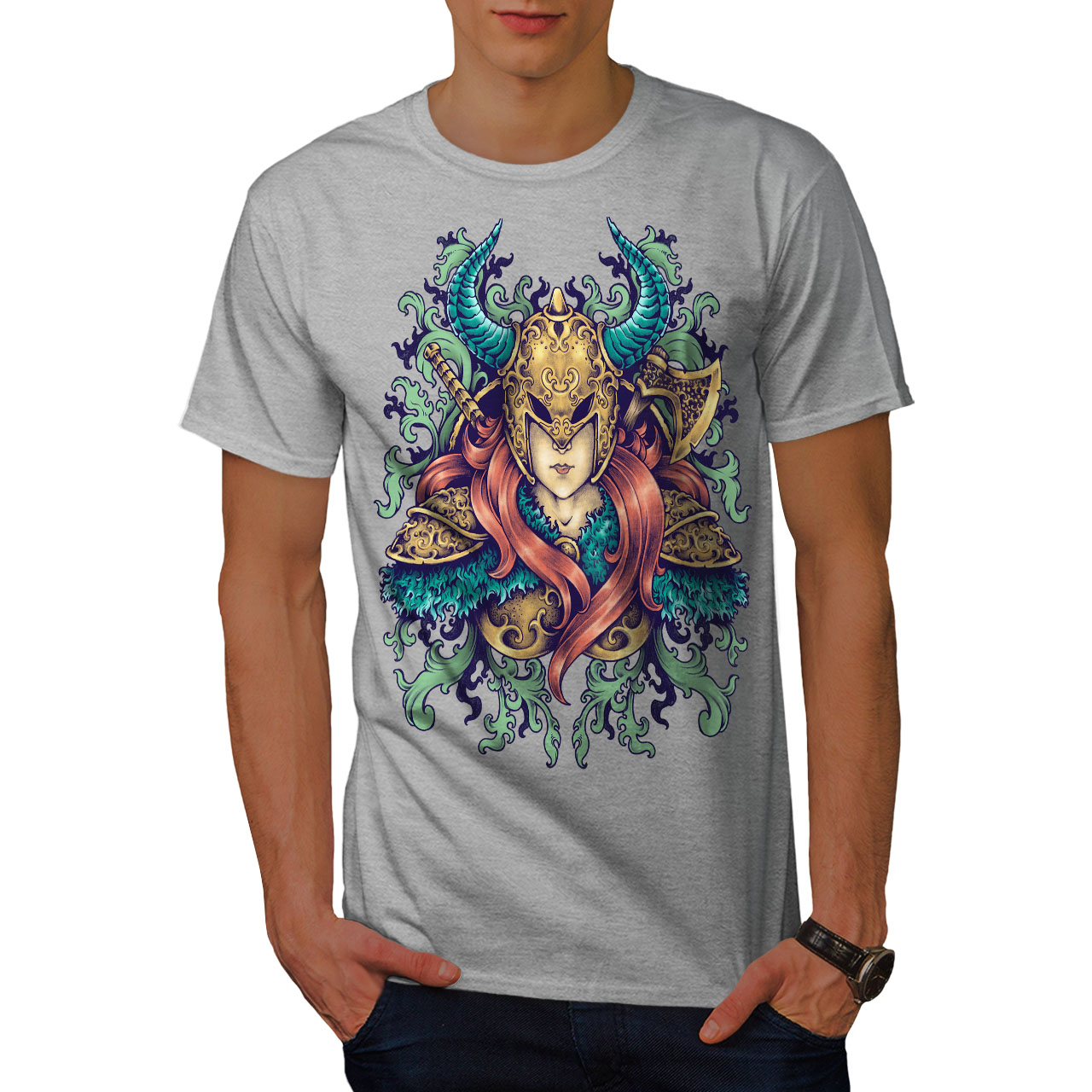 Wellcoda Woman Warrior Fantasy Mens T-shirt