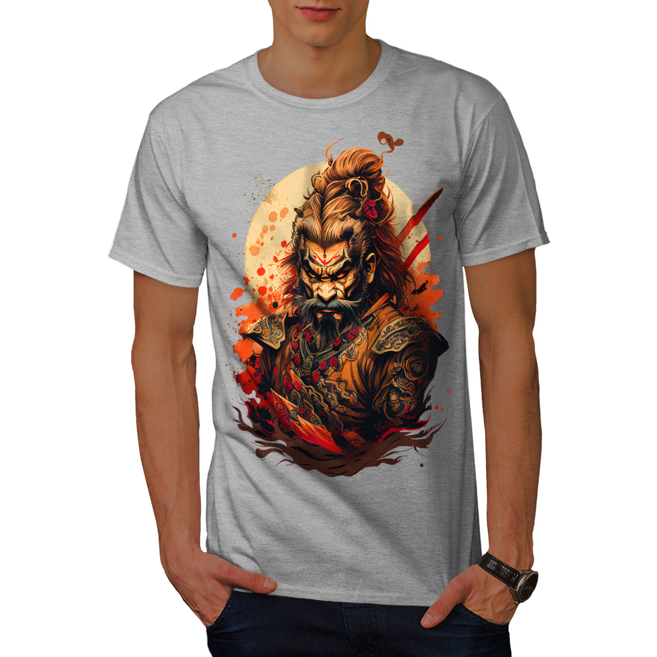 Wellcoda Angry Warrior Fierce Man Mens T-shirt