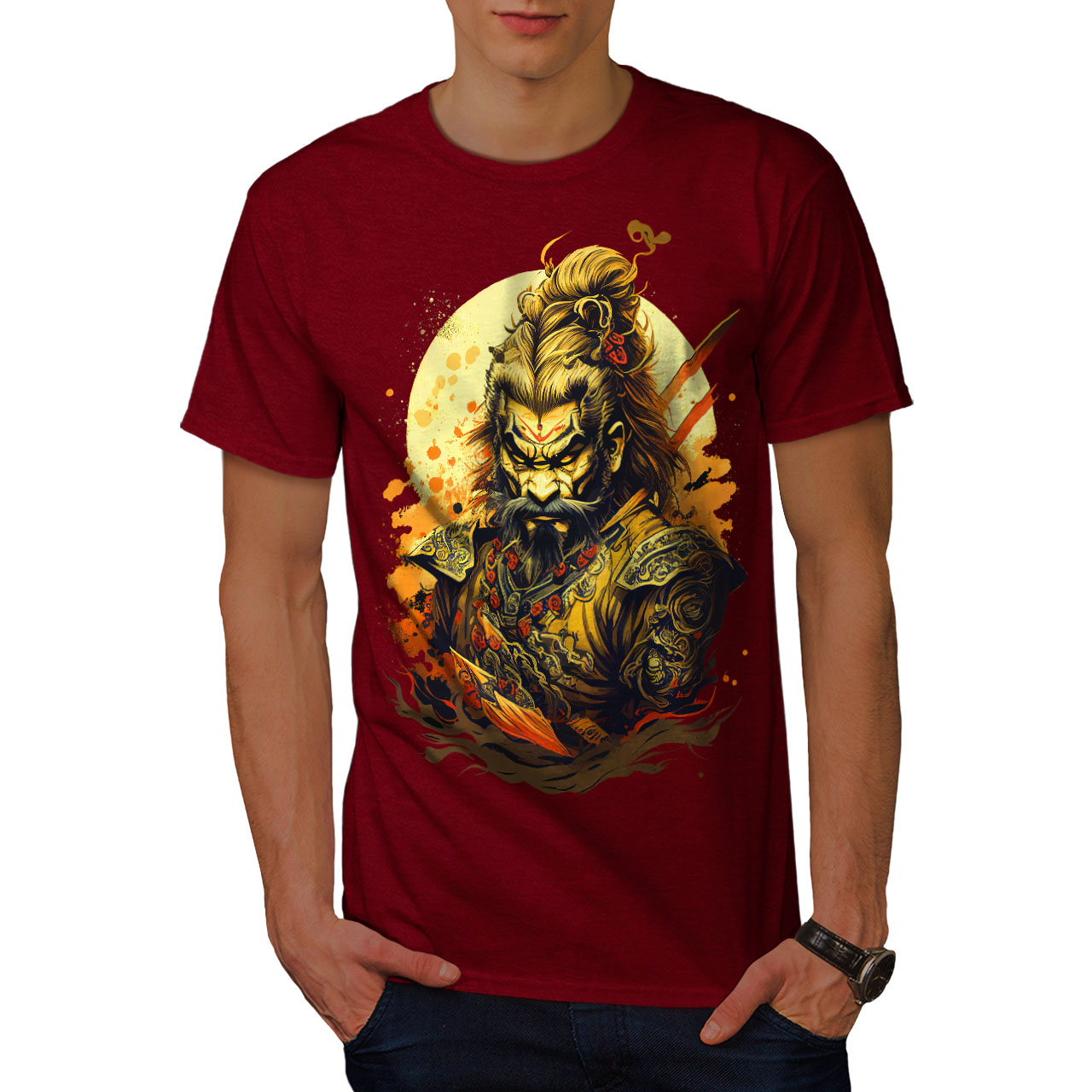 Wellcoda Angry Warrior Fierce Man Mens T-shirt