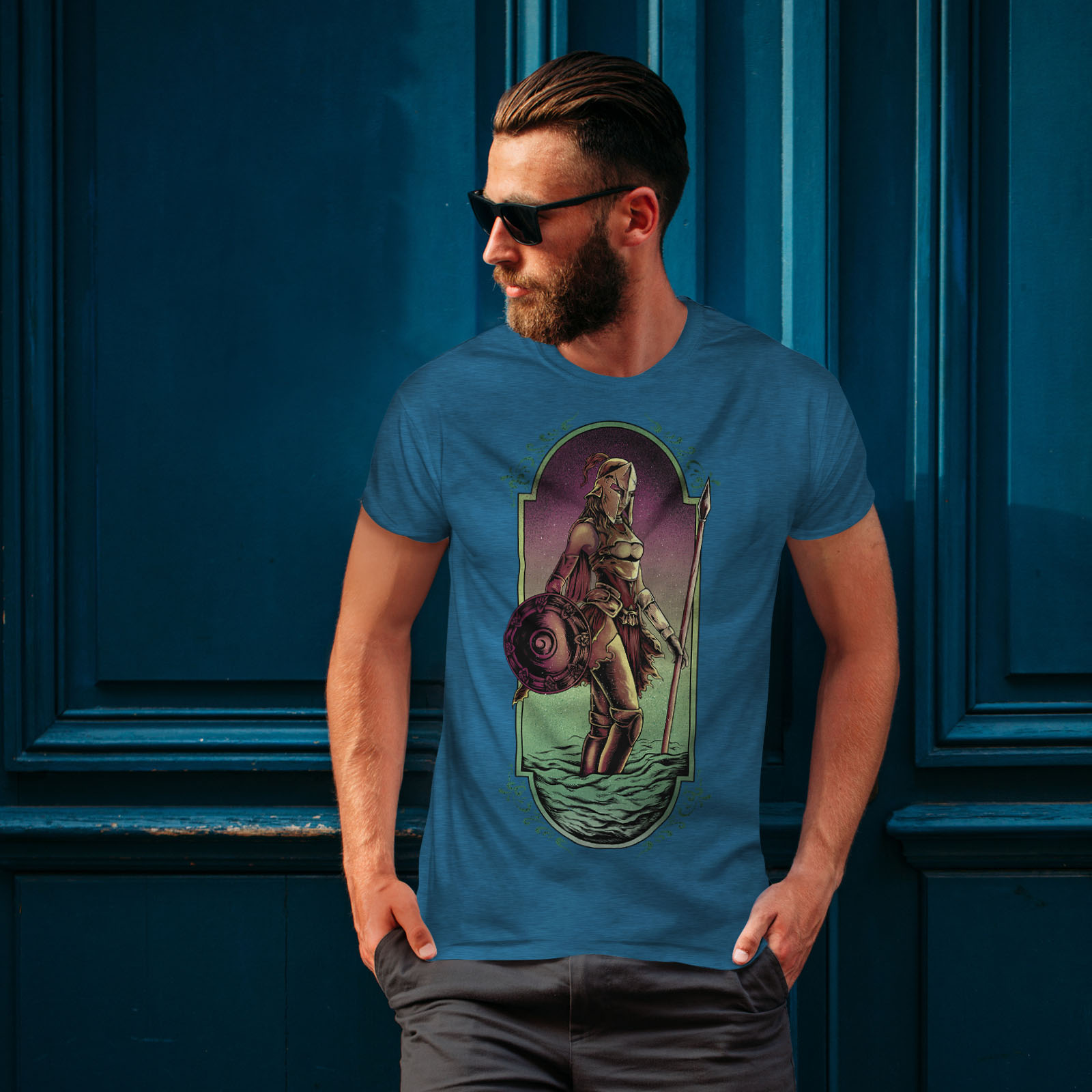 Wellcoda Warrior Woman Art Fashion Mens T-shirt