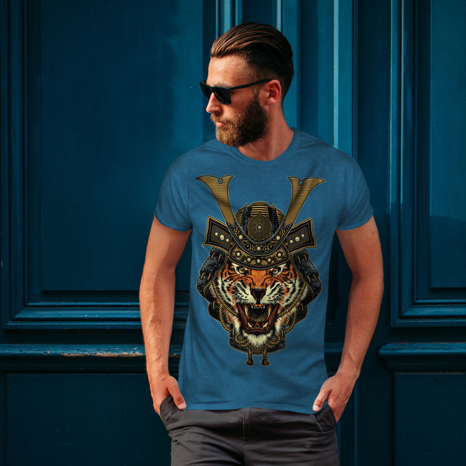 Wellcoda Warrior Tiger Cool Animal Mens T-shirt