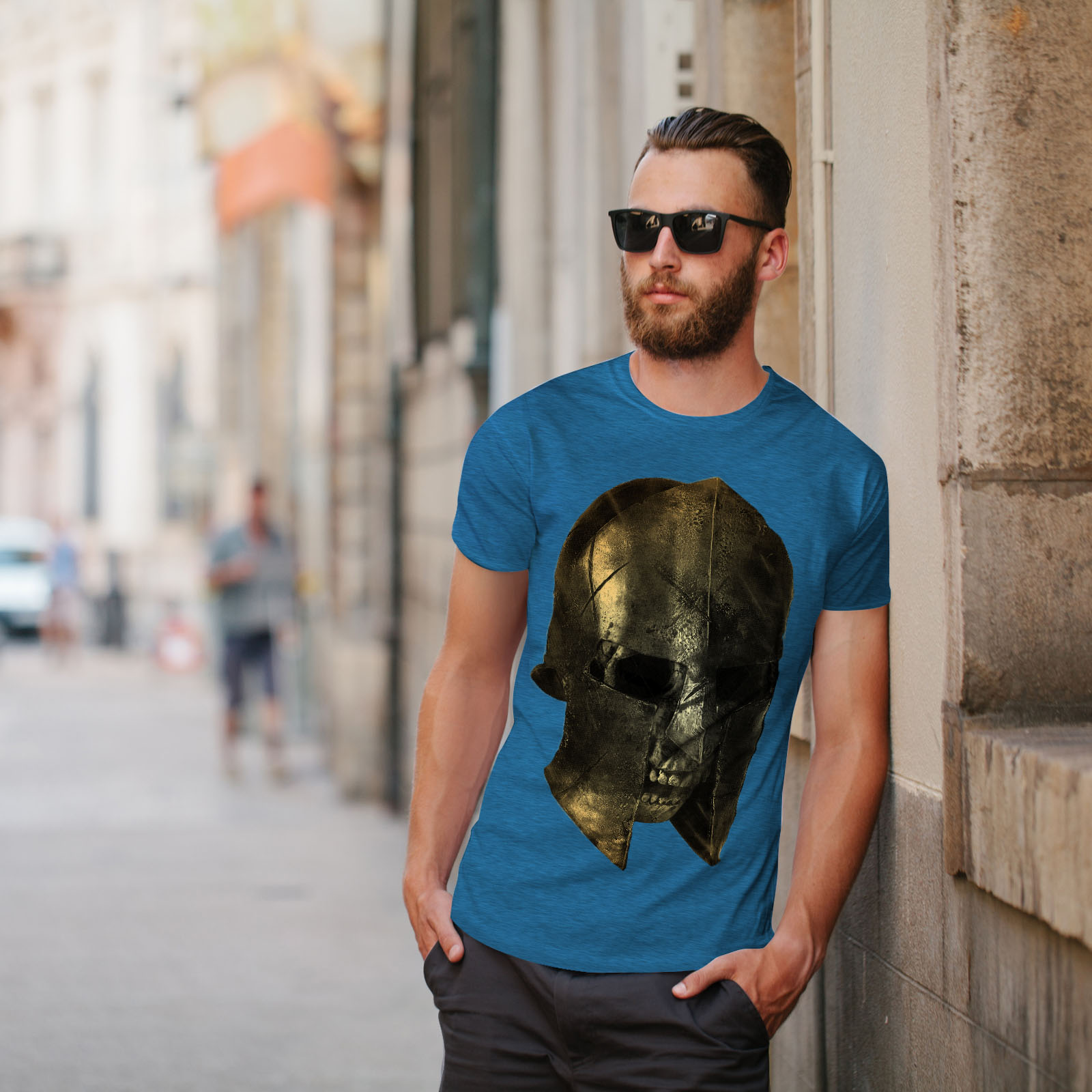 Wellcoda Skull Sparta Warrior Battle Mens T-shirt