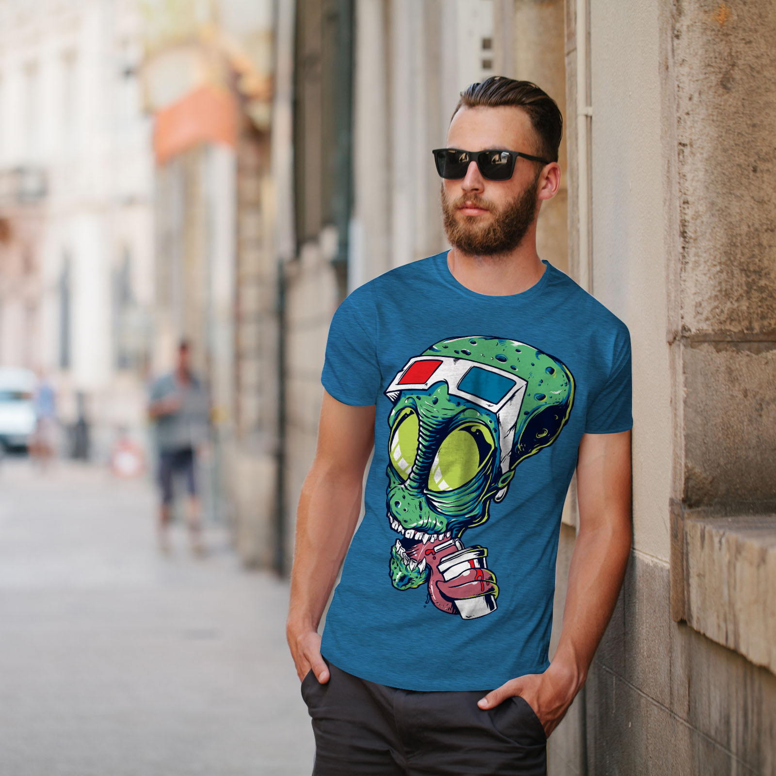 Wellcoda Skull 3D Glasses Movie Mens T-shirt