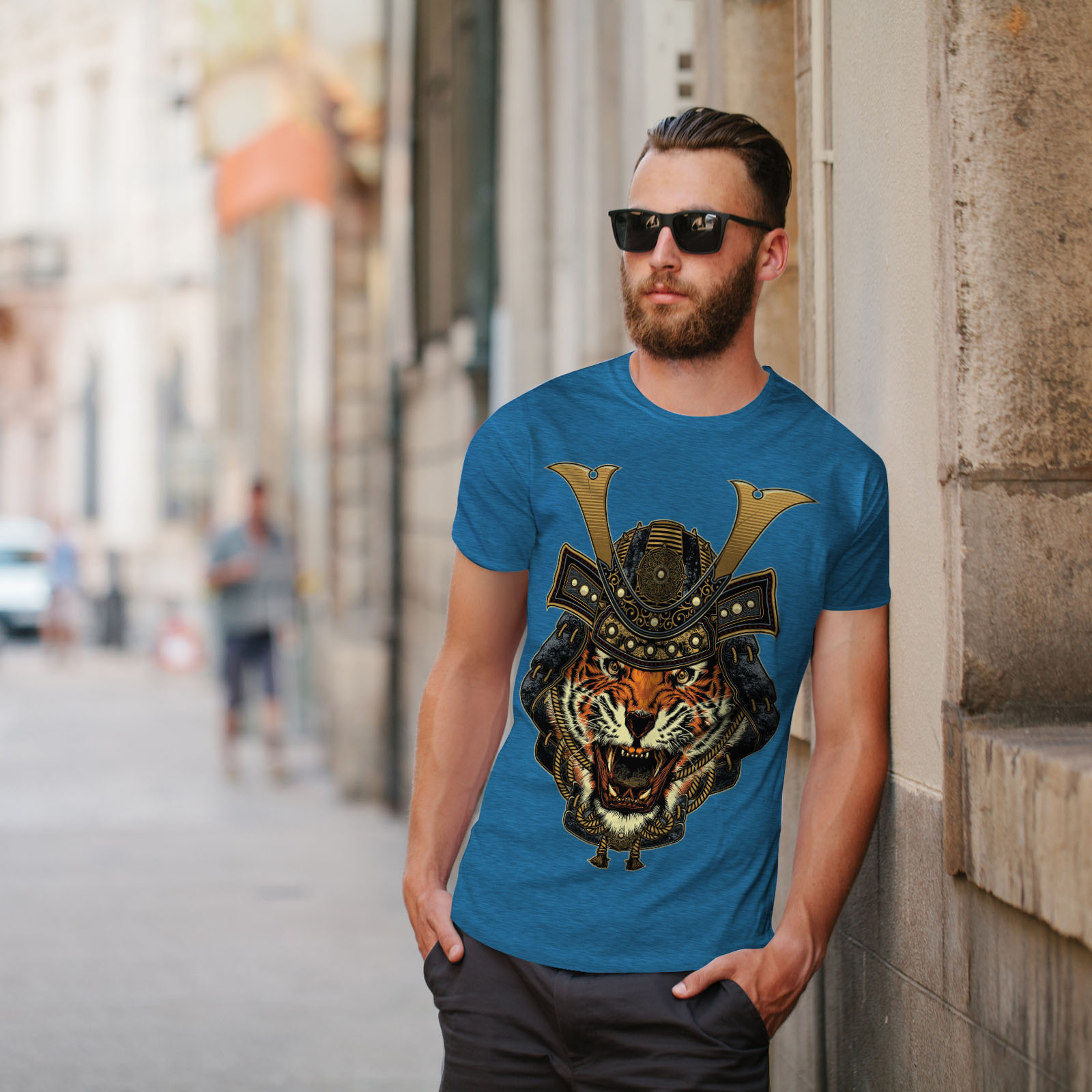 Wellcoda Warrior Tiger Cool Animal Mens T-shirt