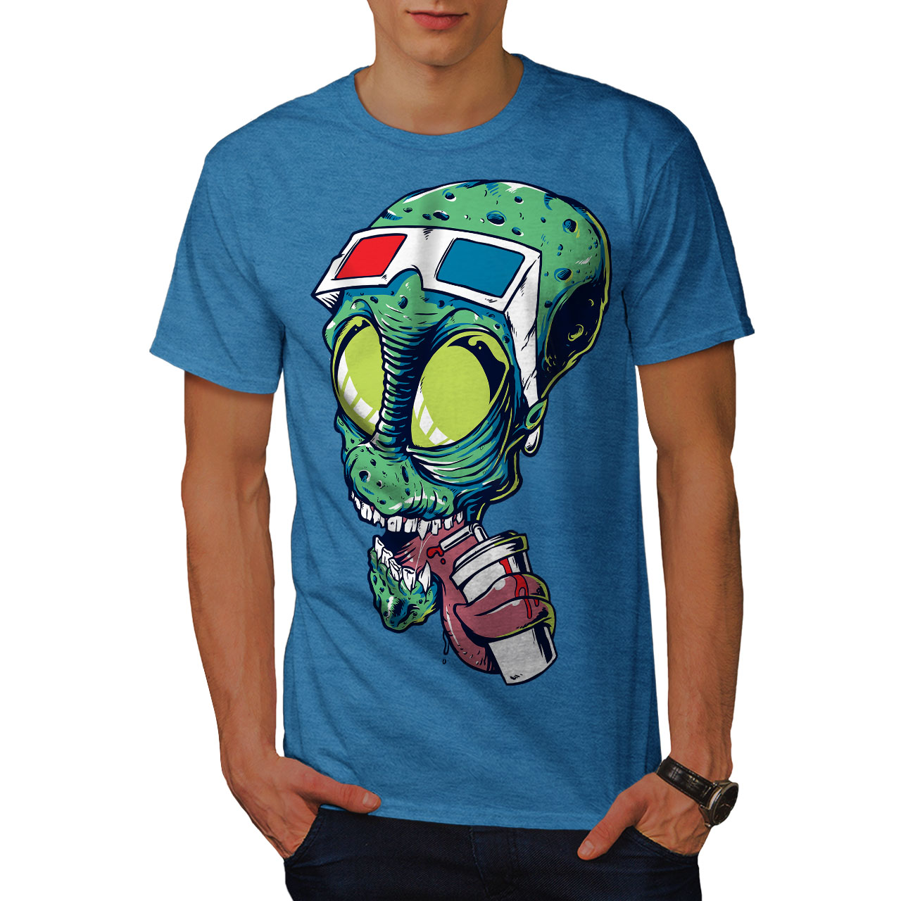 Wellcoda Skull 3D Glasses Movie Mens T-shirt