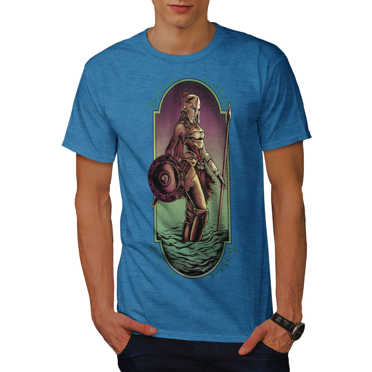 Wellcoda Warrior Woman Art Fashion Mens T-shirt