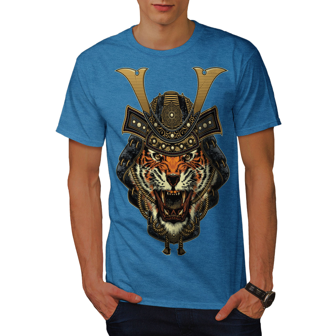 Wellcoda Warrior Tiger Cool Animal Mens T-shirt