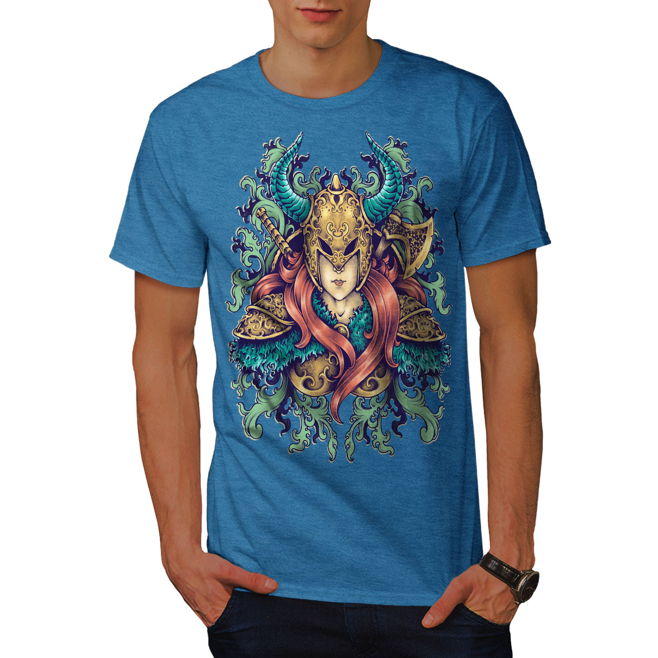 Wellcoda Woman Warrior Fantasy Mens T-shirt