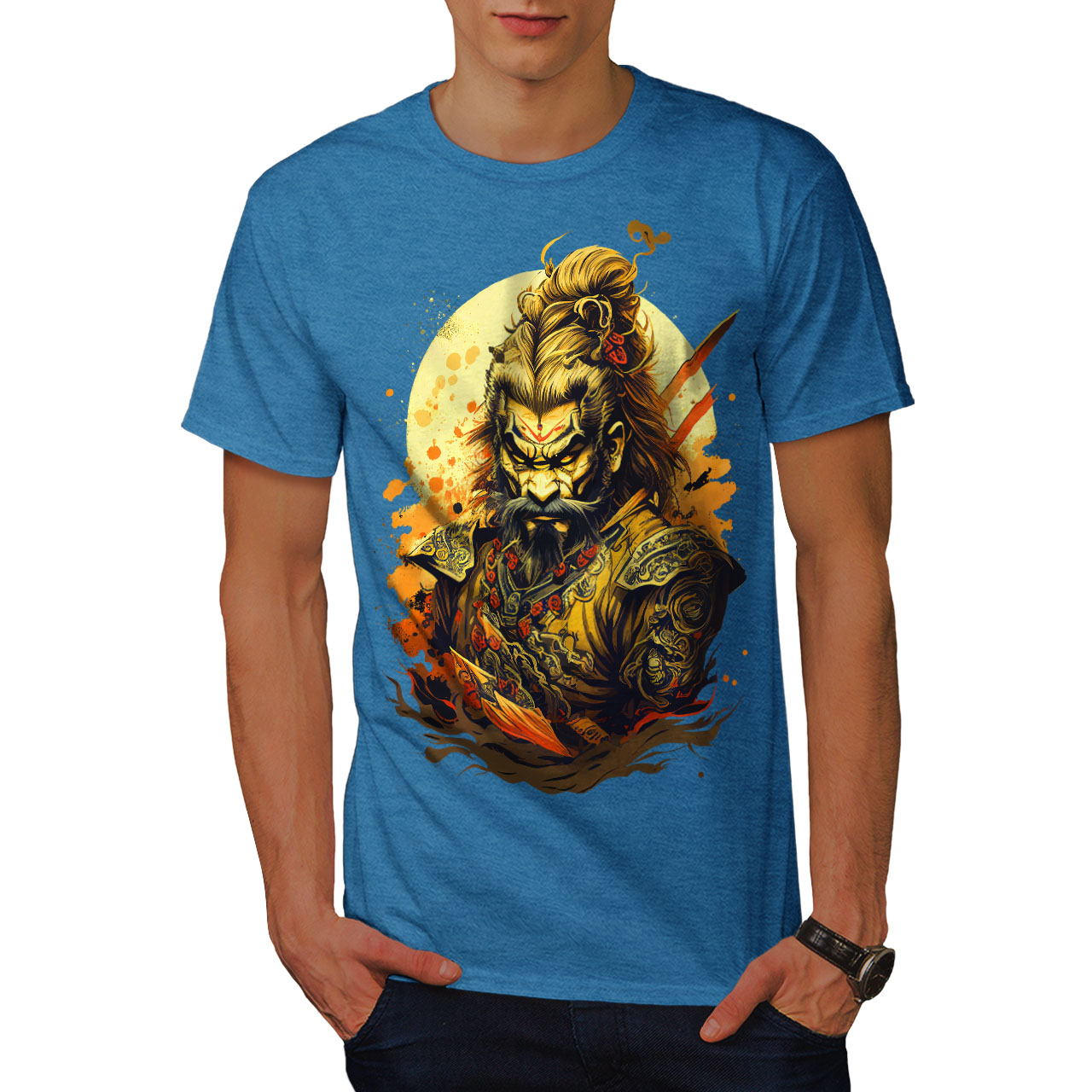 Wellcoda Angry Warrior Fierce Man Mens T-shirt