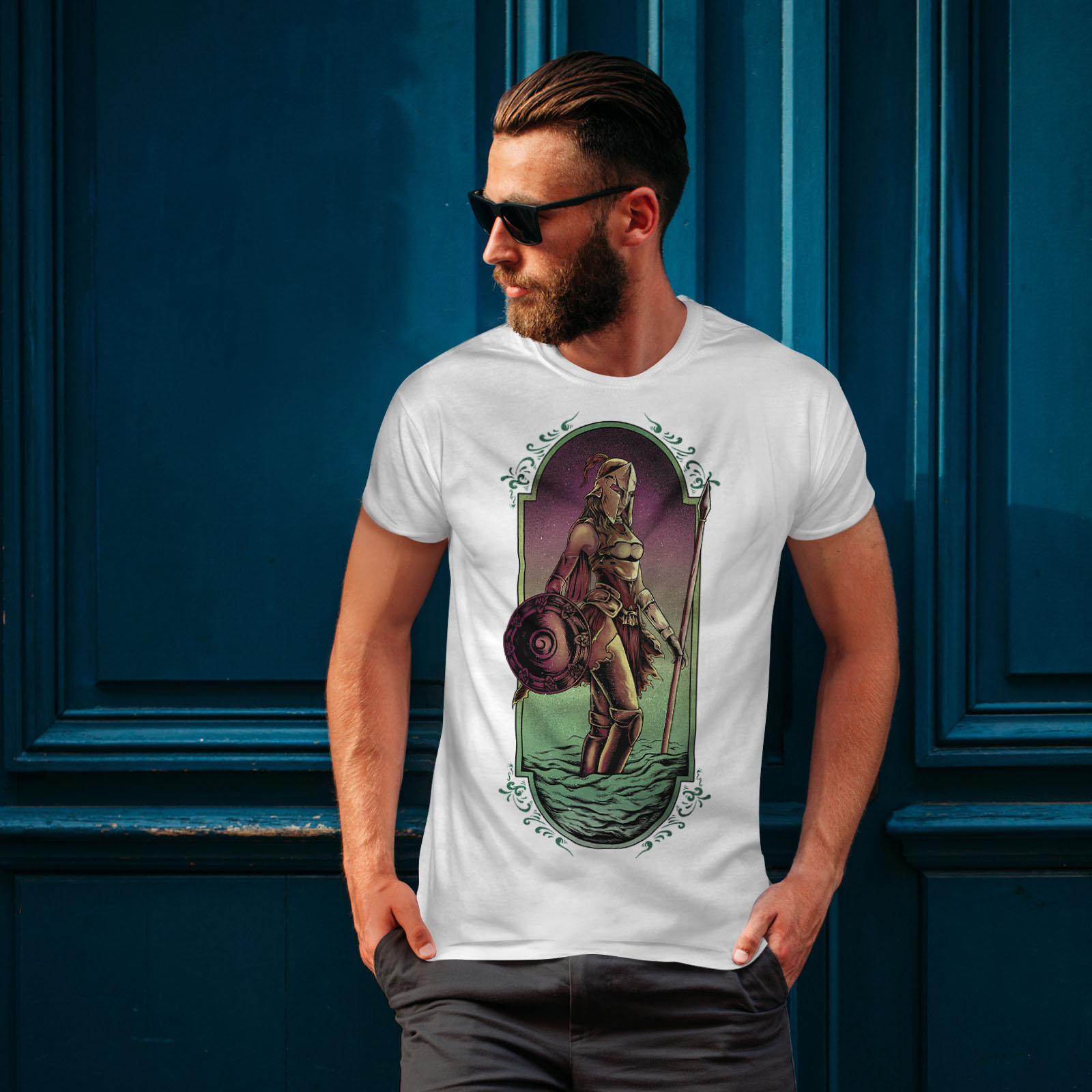 Wellcoda Warrior Woman Art Fashion Mens T-shirt