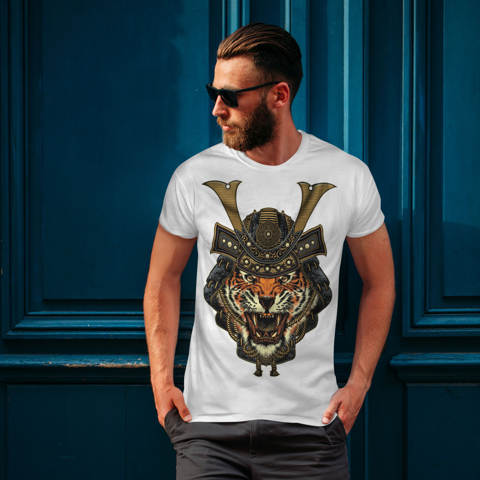 Wellcoda Warrior Tiger Cool Animal Mens T-shirt