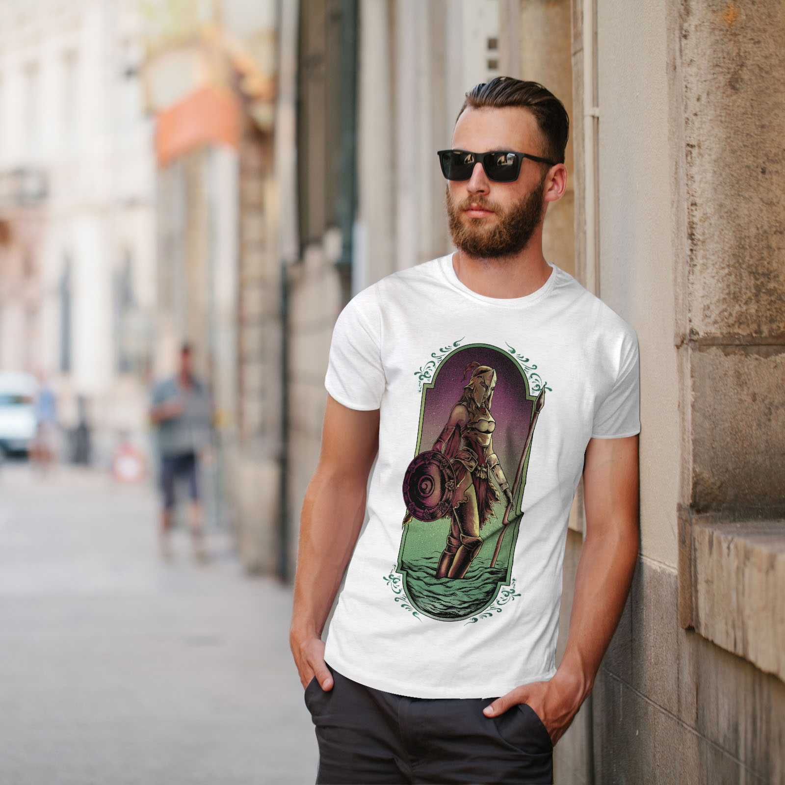 Wellcoda Warrior Woman Art Fashion Mens T-shirt