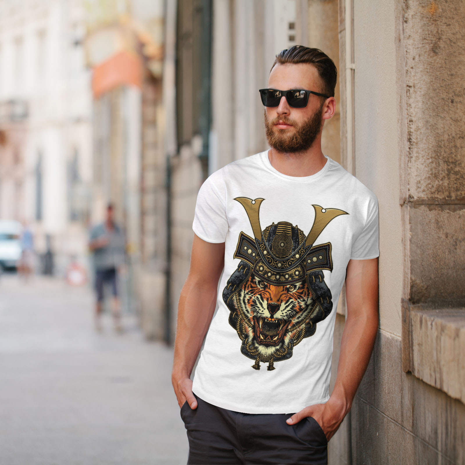 Wellcoda Warrior Tiger Cool Animal Mens T-shirt