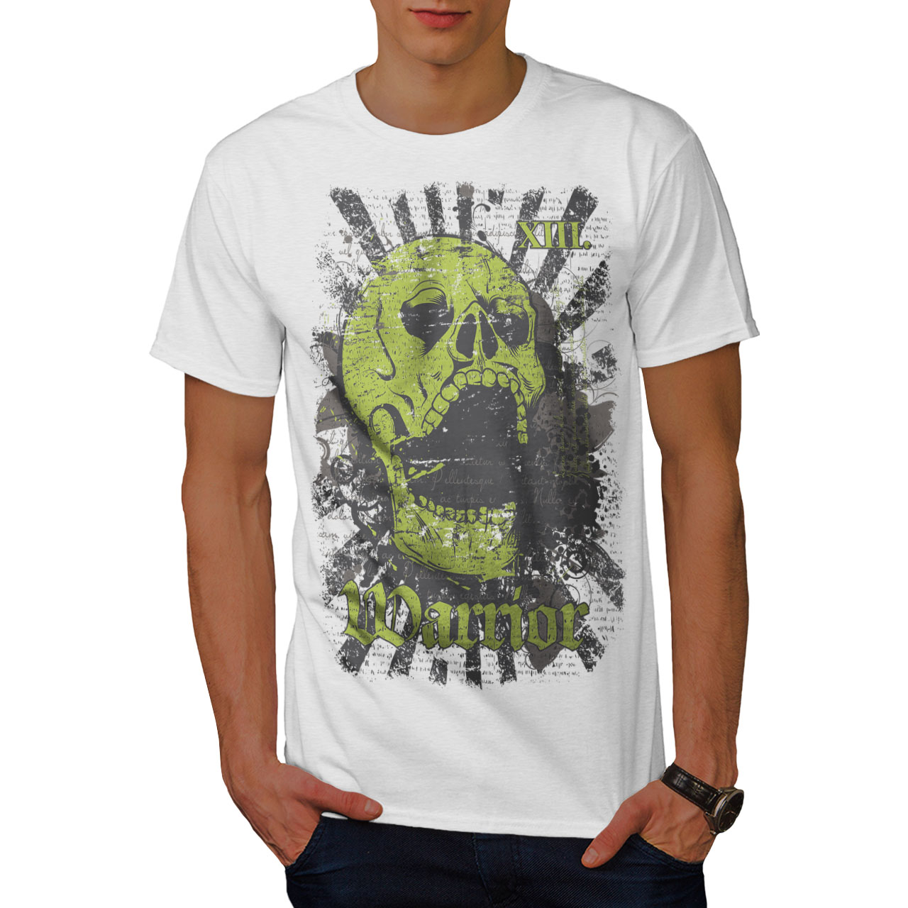 Wellcoda Warrior Dead Death Death Mens T-shirt