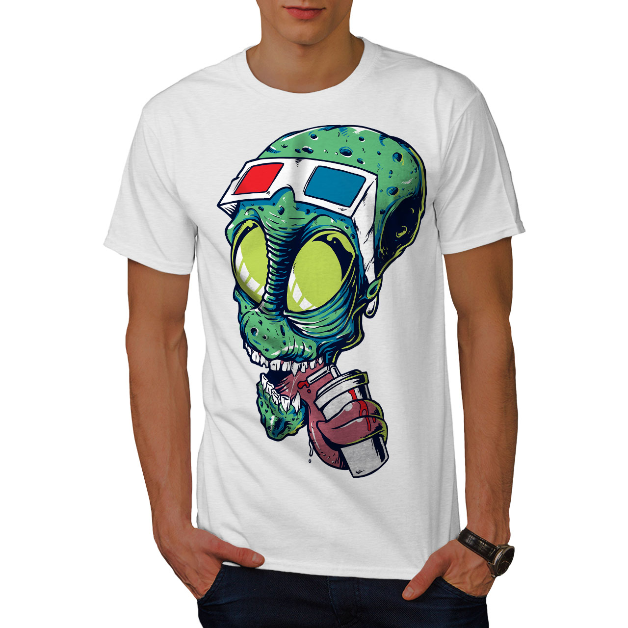 Wellcoda Skull 3D Glasses Movie Mens T-shirt