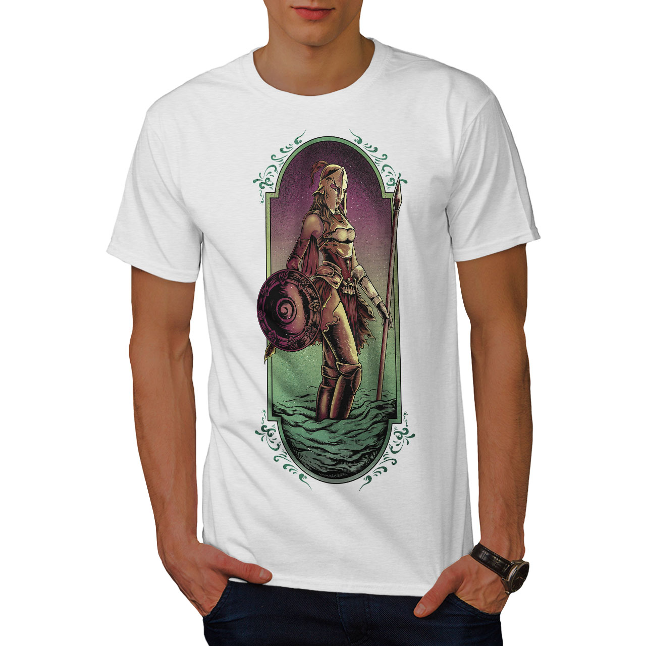 Wellcoda Warrior Woman Art Fashion Mens T-shirt