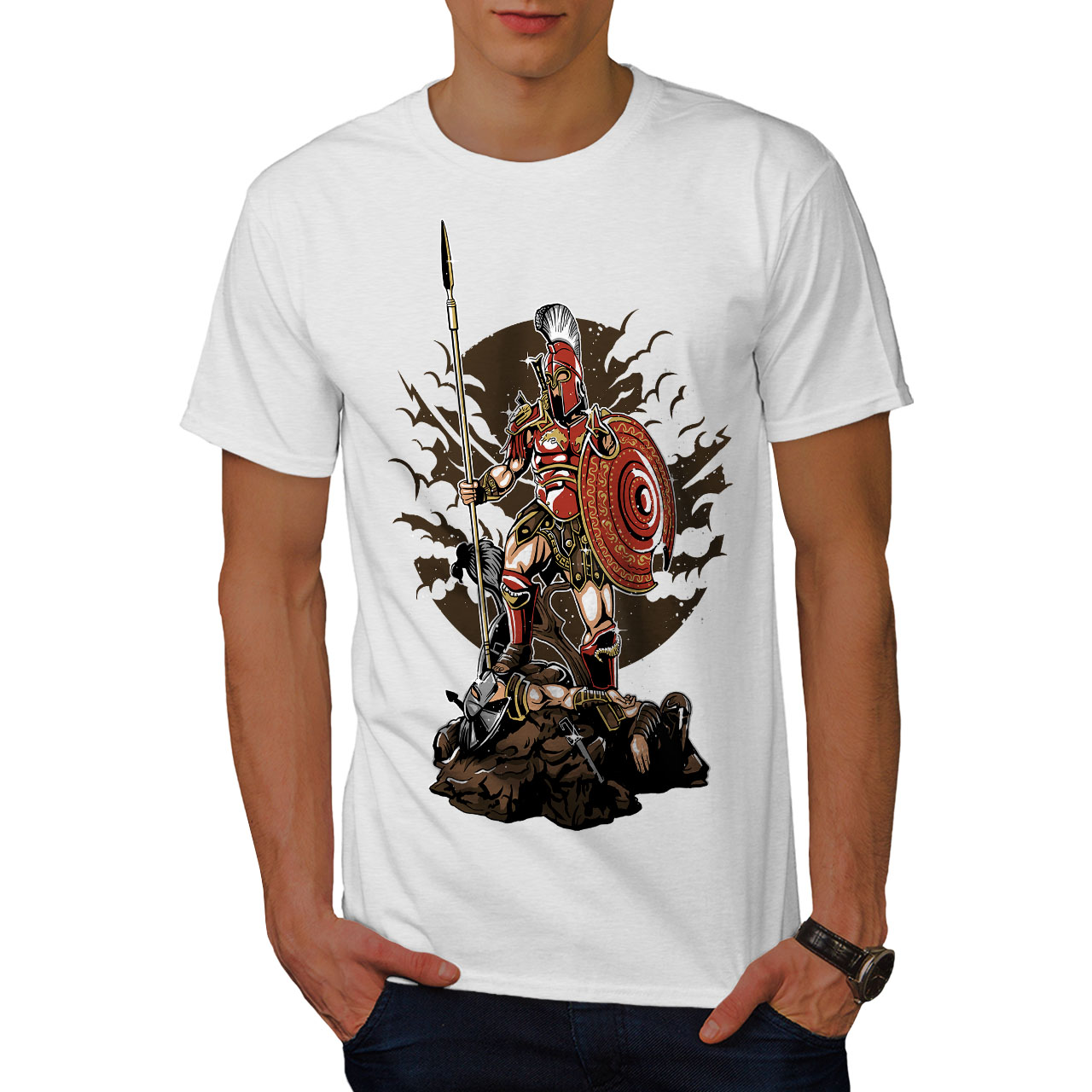 Wellcoda Sparta Warrior Fantasy Mens T-shirt