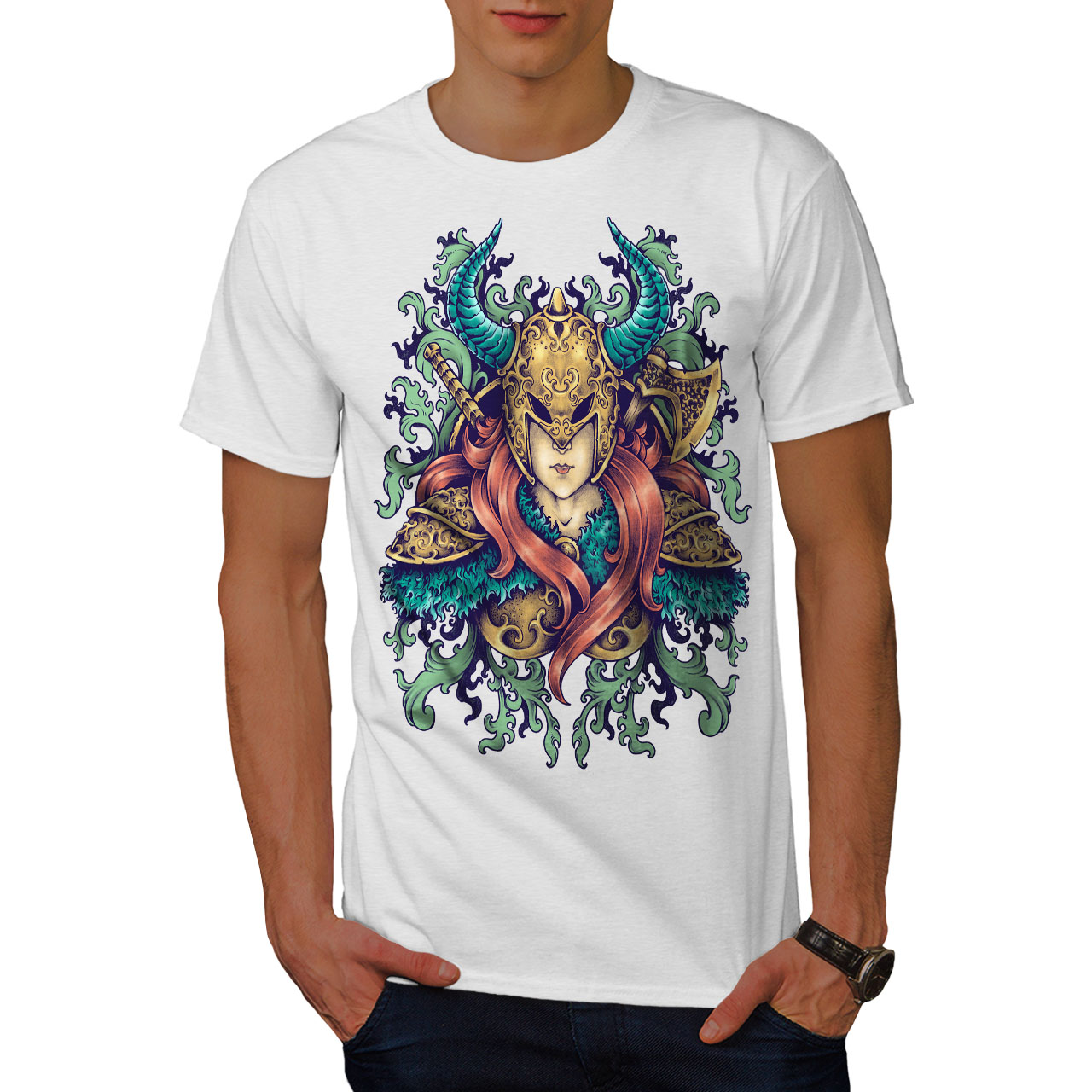 Wellcoda Woman Warrior Fantasy Mens T-shirt